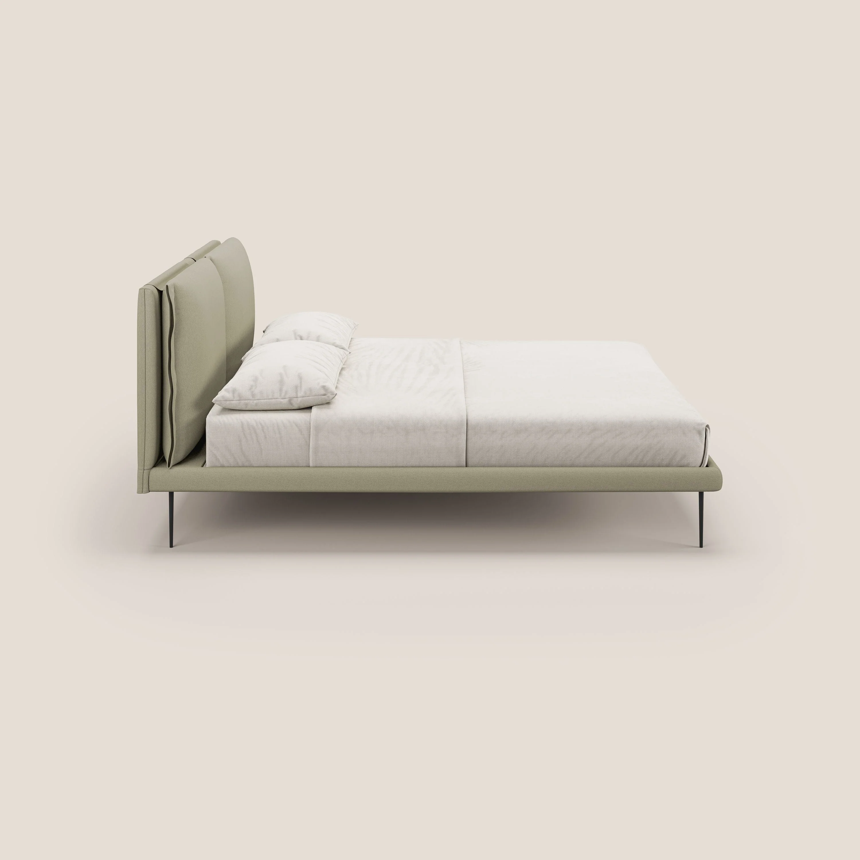 Noah lit avec coussins réglables et pieds hauts en métal en tissu détachable T05 crème - Image 4