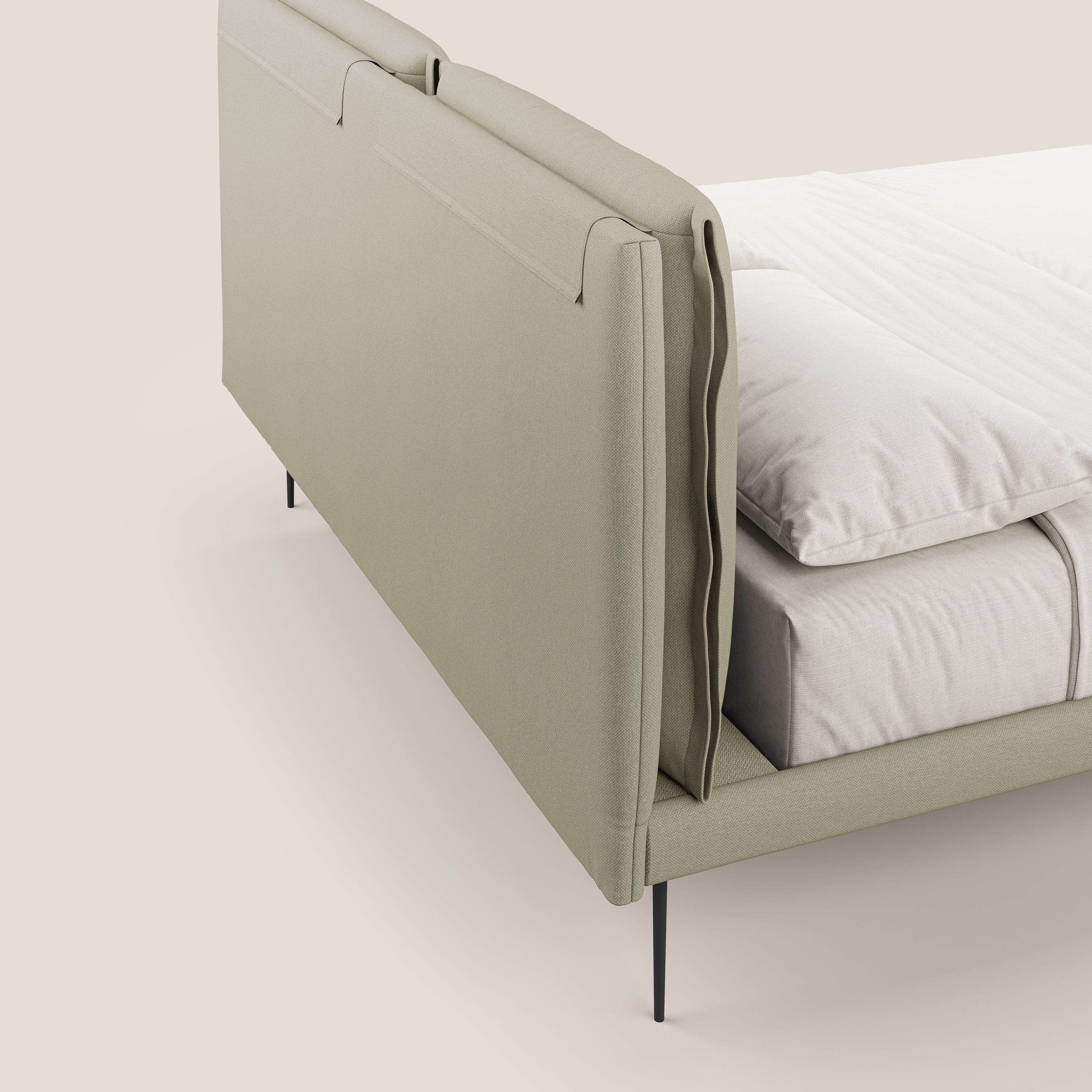 Noah lit avec coussins réglables et pieds hauts en métal en tissu détachable T05 crème - Image 7
