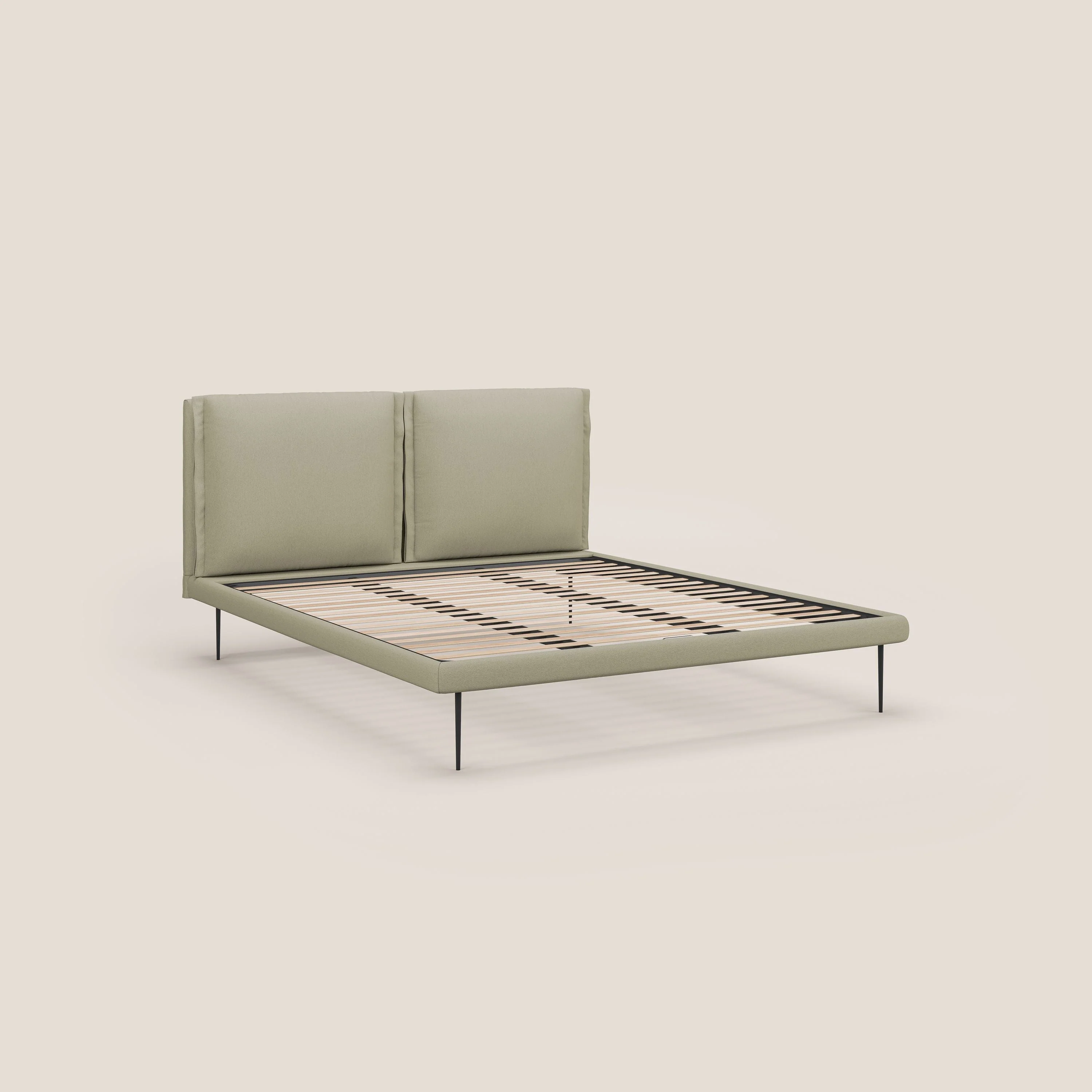 Noah lit avec coussins réglables et pieds hauts en métal en tissu détachable T05 crème - Image 8