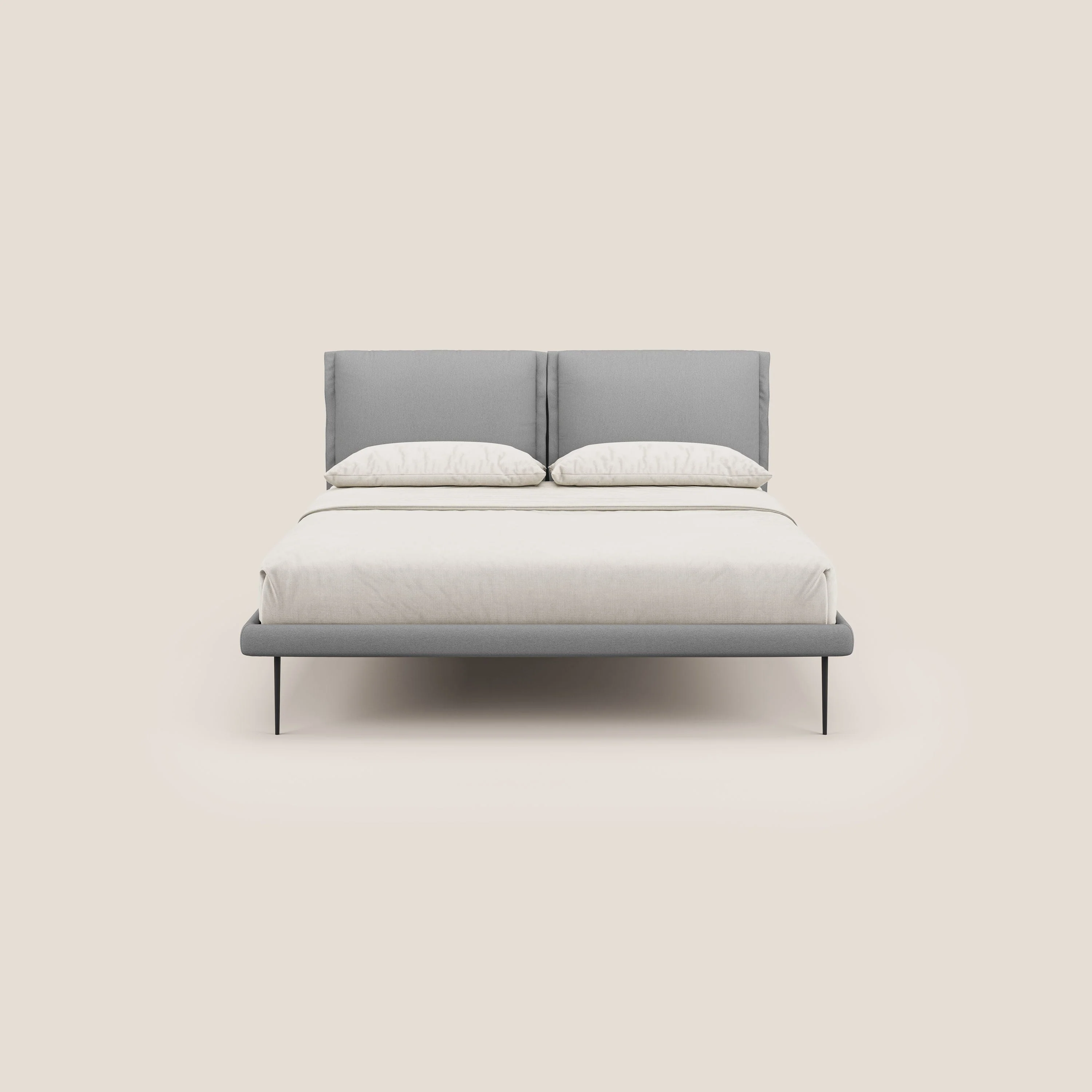Noah lit avec coussins réglables et pieds hauts en métal en tissu détachable T05 gris - Image 3