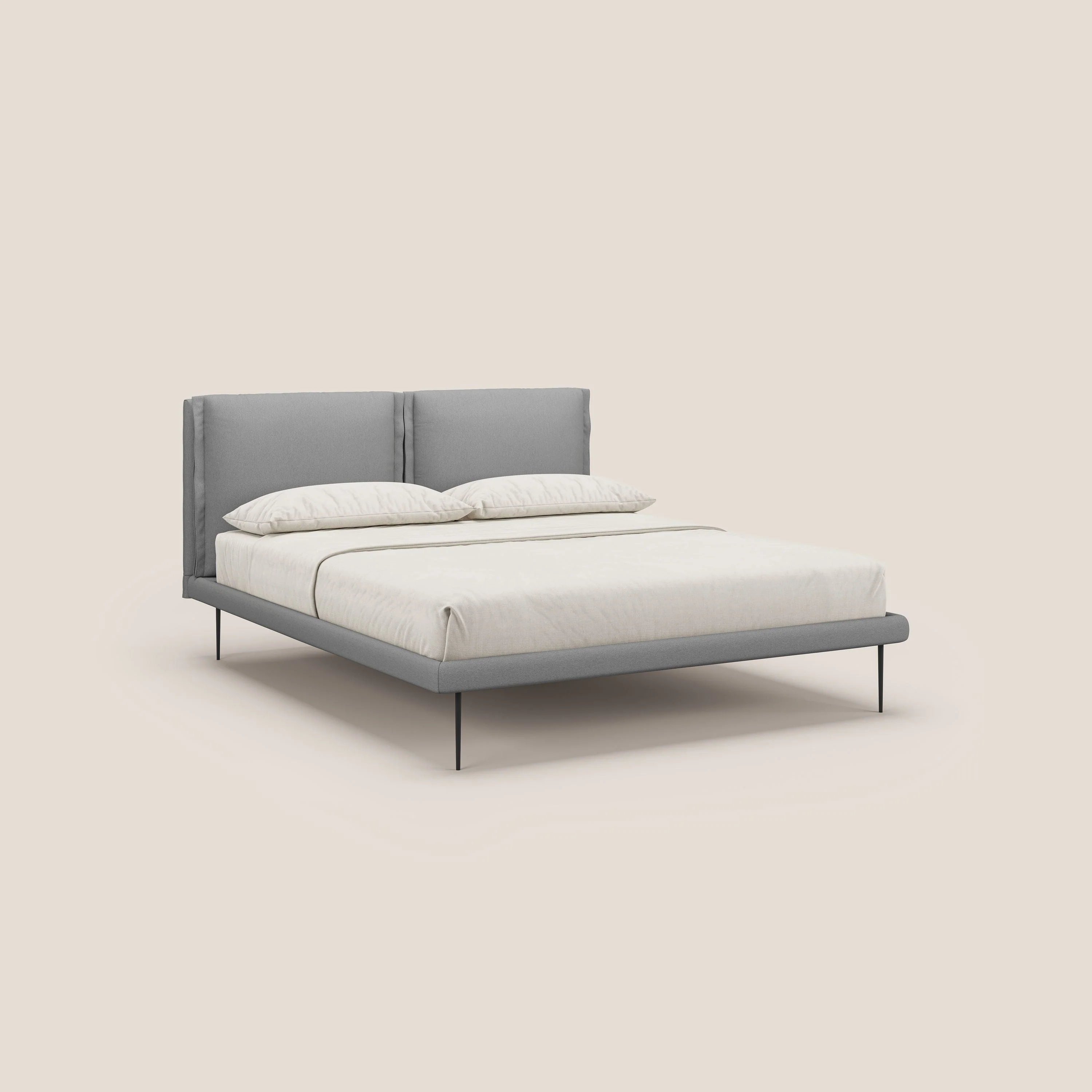 Noah lit avec coussins réglables et pieds hauts en métal en tissu détachable T05 gris - Image 4