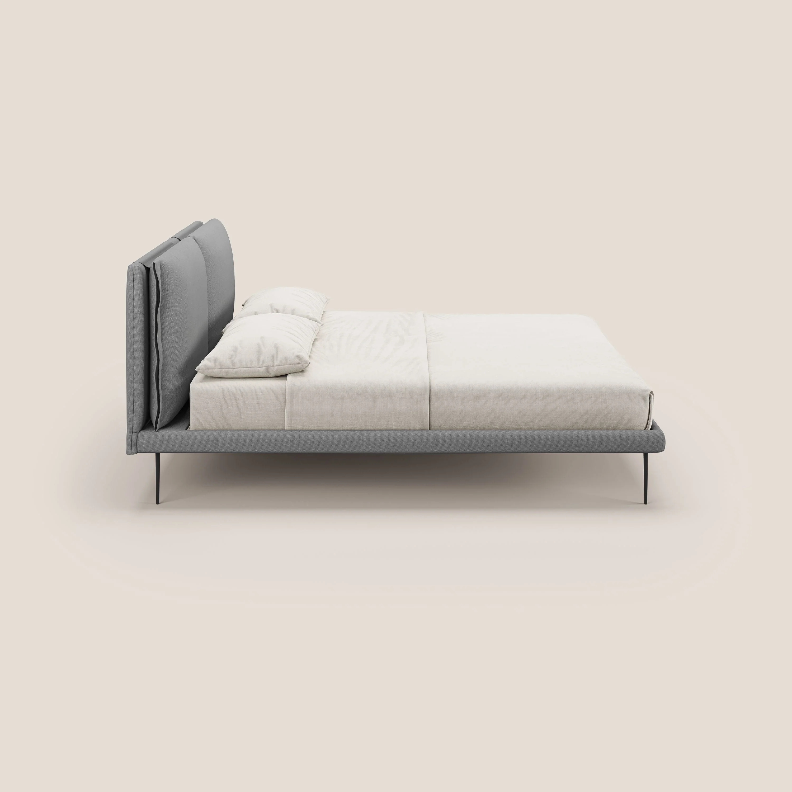 Noah lit avec coussins réglables et pieds hauts en métal en tissu détachable T05 gris - Image 5