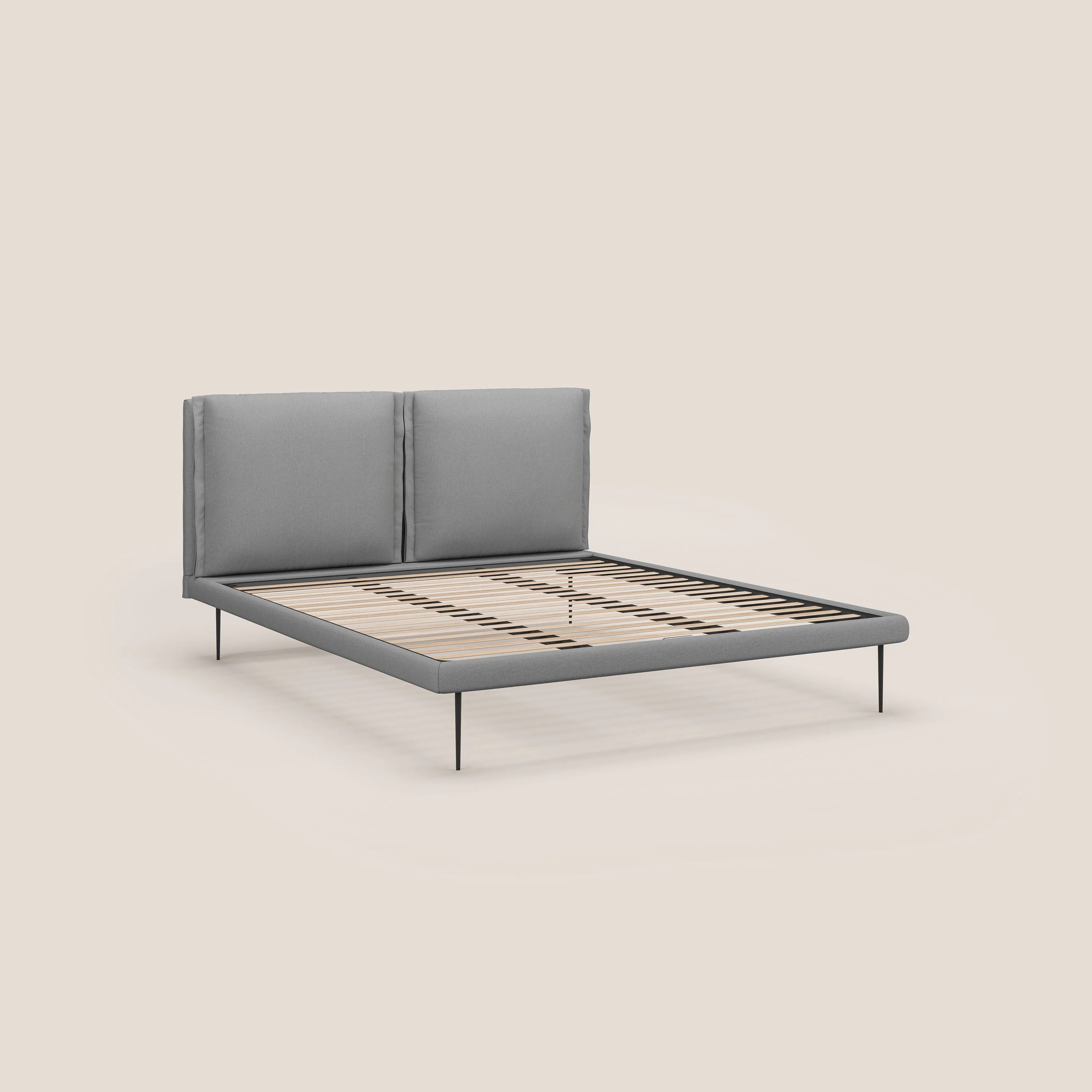 Noah lit avec coussins réglables et pieds hauts en métal en tissu détachable T05 gris - Image 9