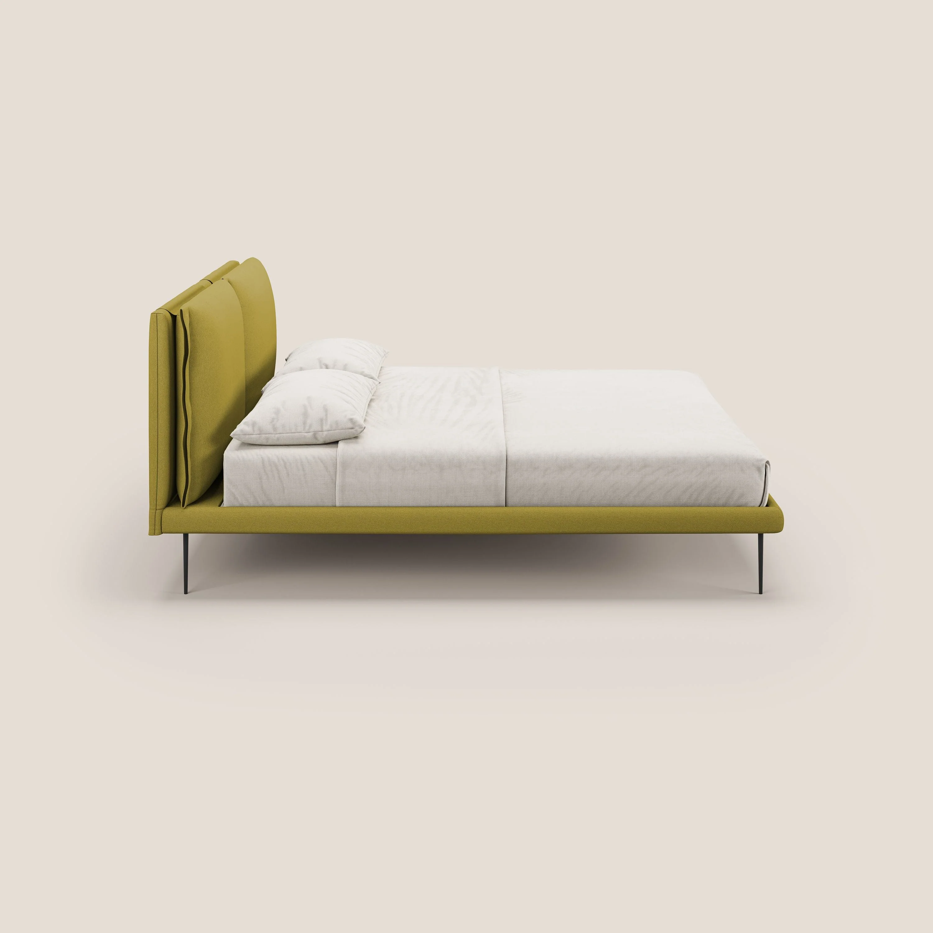 Noah lit avec coussins réglables et pieds hauts en métal en tissu détachable T05 jaune - Image 4