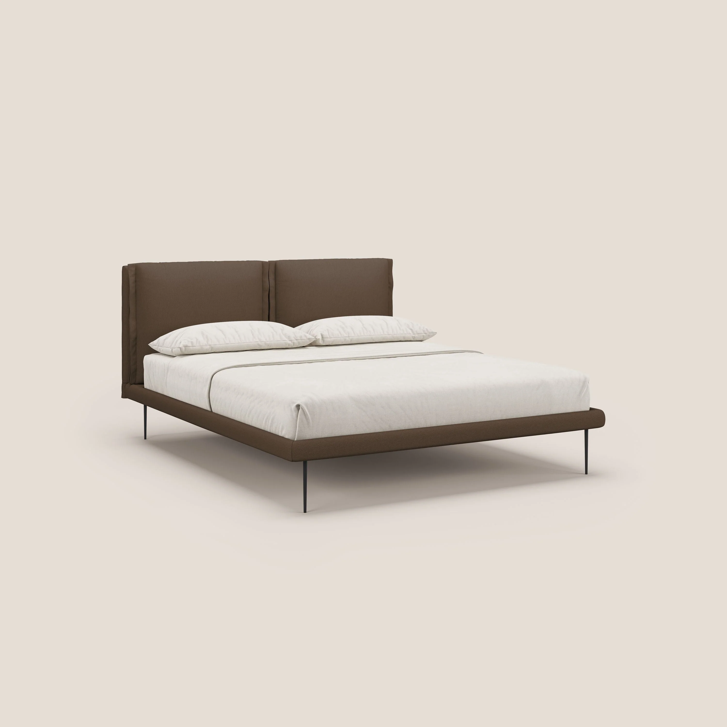Noah lit avec coussins réglables et pieds hauts en métal en tissu détachable T05 marron - Image 3
