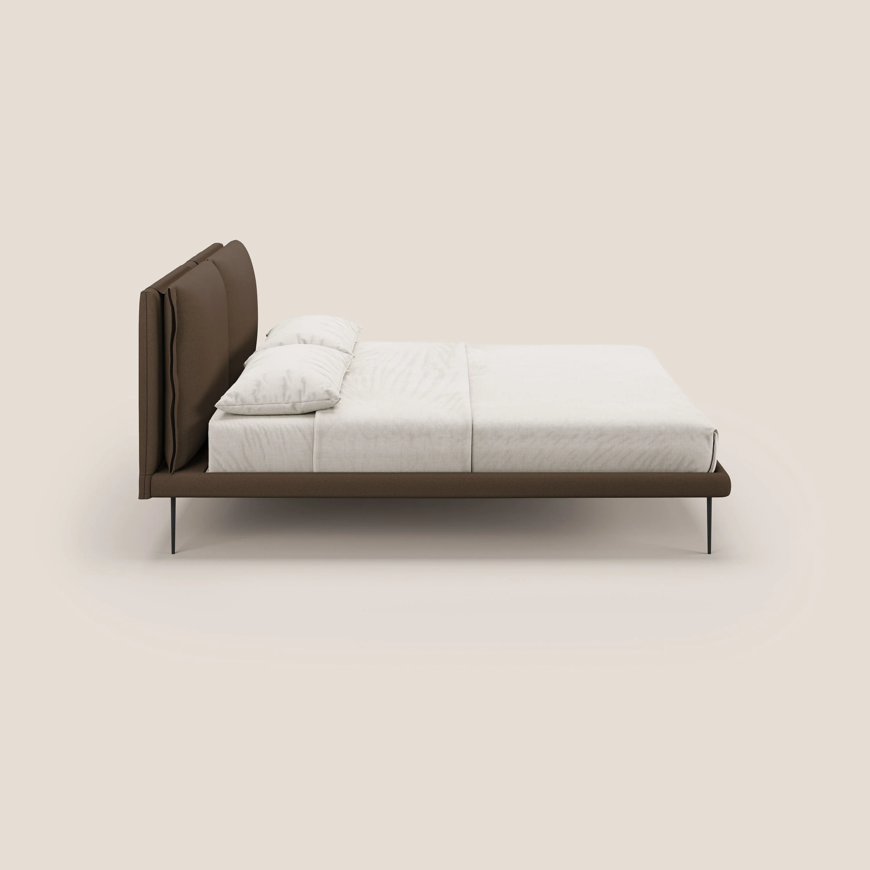Noah lit avec coussins réglables et pieds hauts en métal en tissu détachable T05 marron - Image 4
