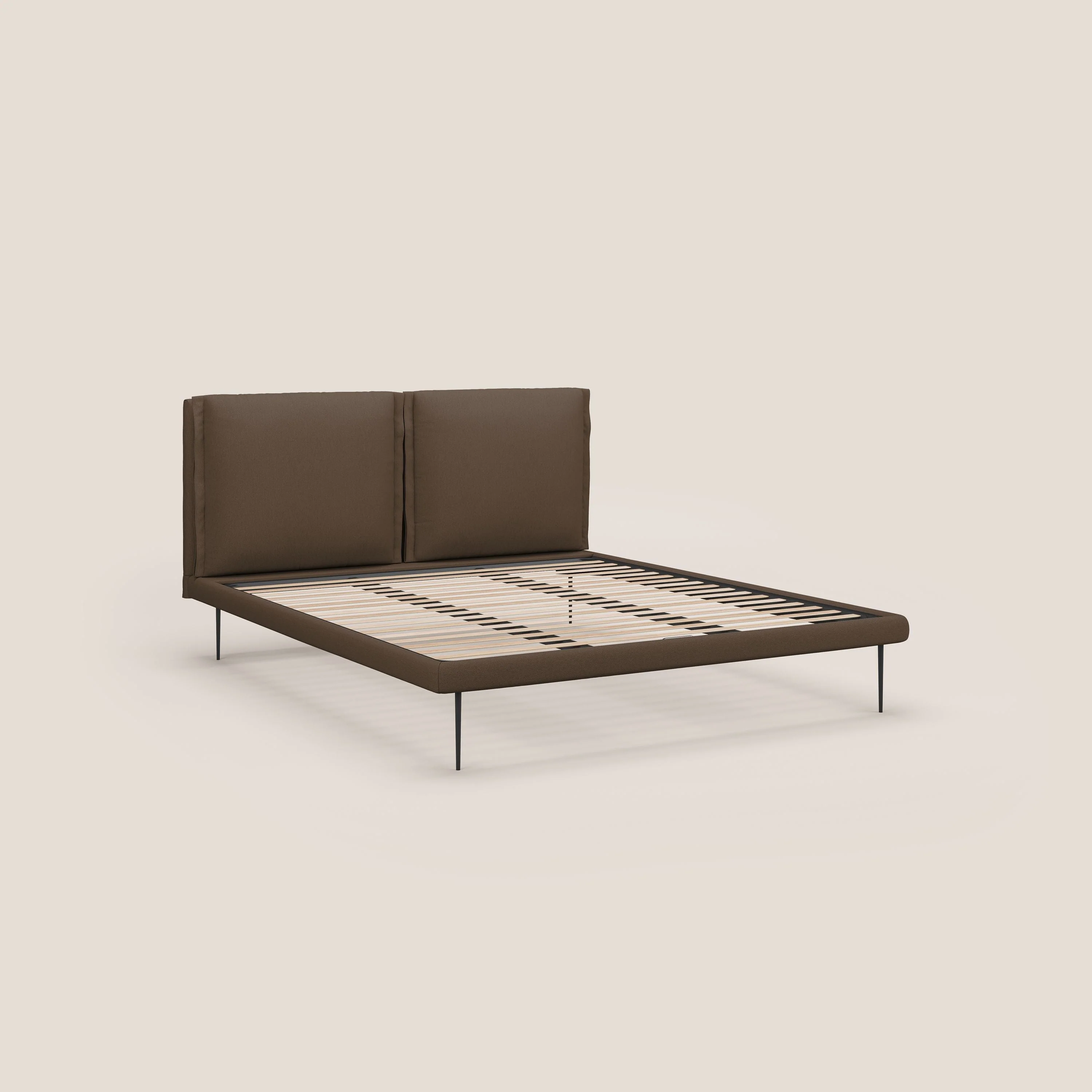 Noah lit avec coussins réglables et pieds hauts en métal en tissu détachable T05 marron - Image 8