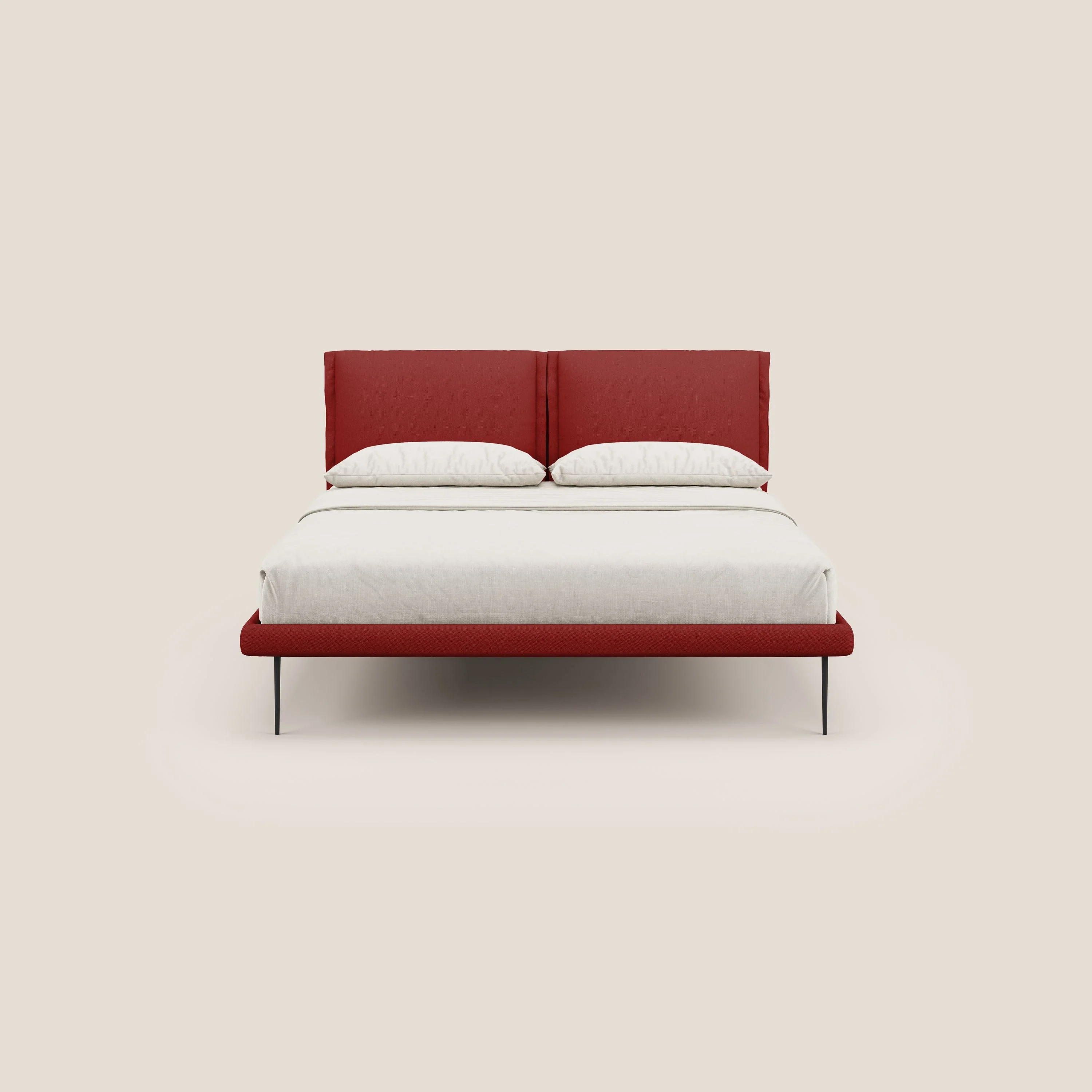 Noah lit avec coussins réglables et pieds hauts en métal en tissu détachable T05 rouge - Image 2