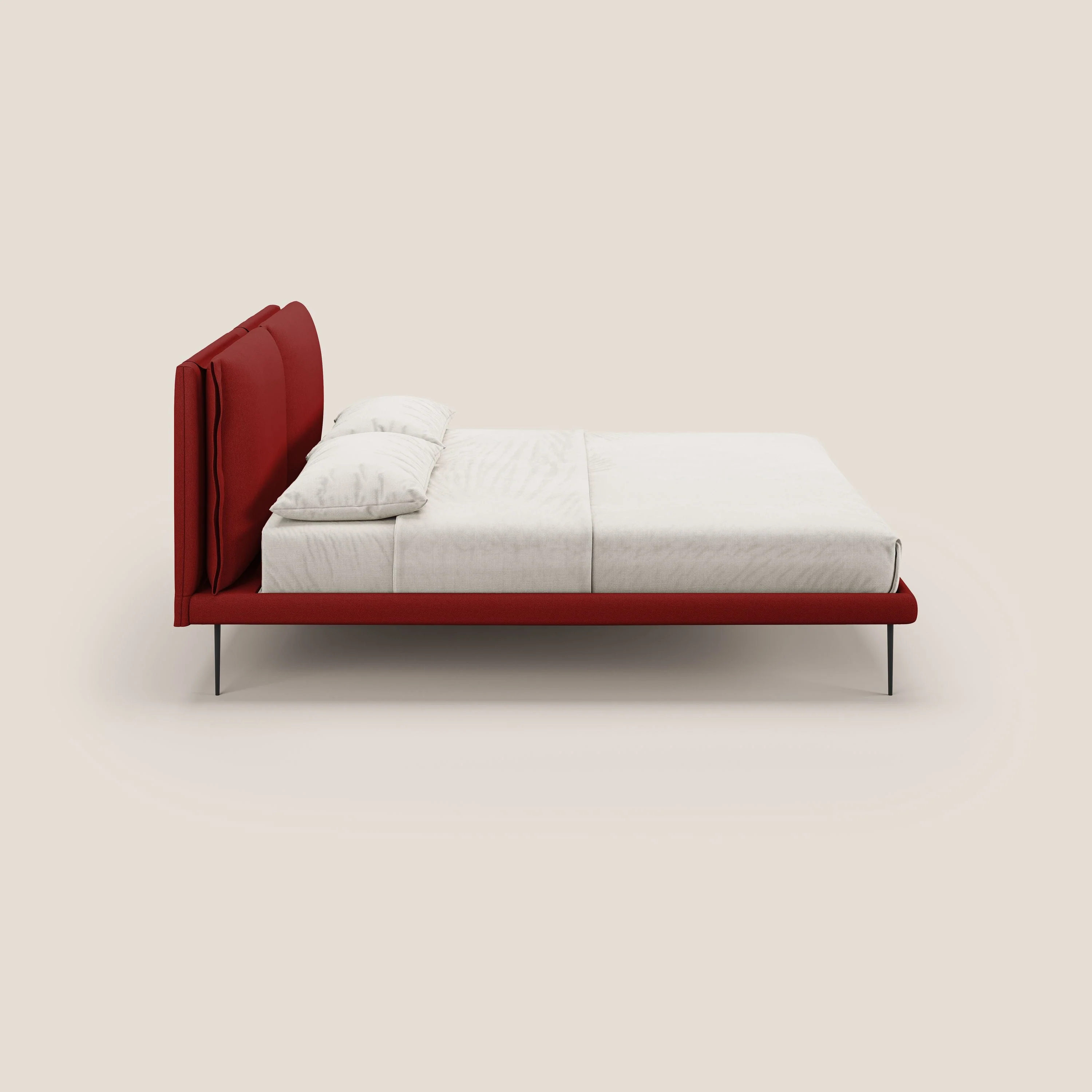 Noah lit avec coussins réglables et pieds hauts en métal en tissu détachable T05 rouge - Image 4