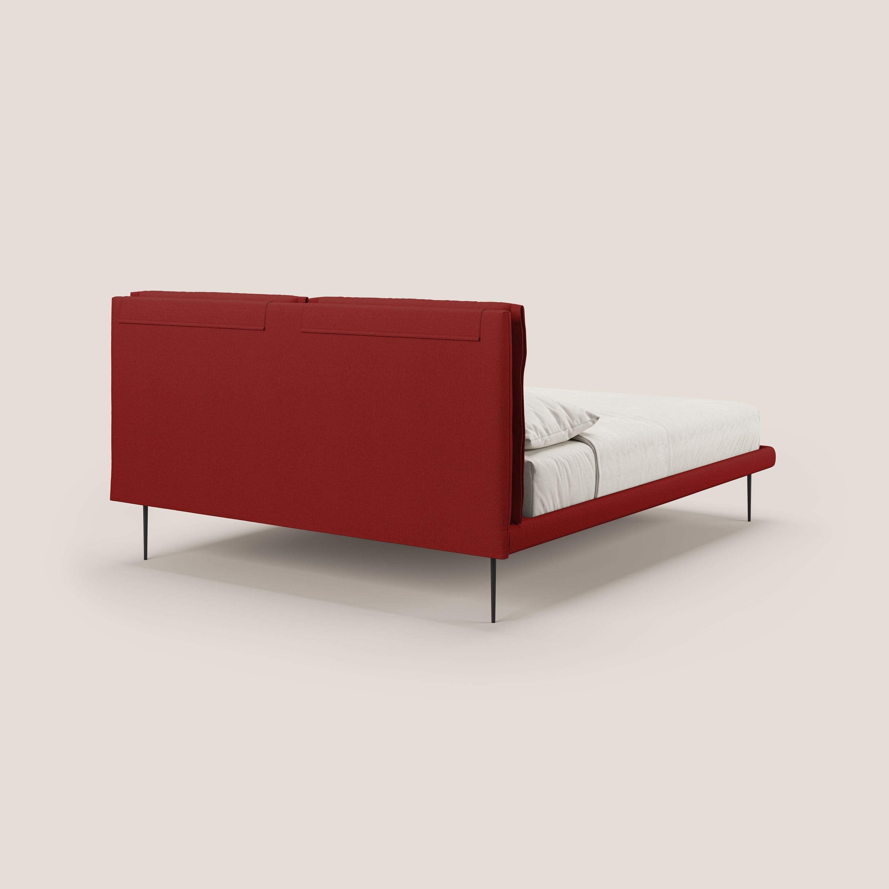Noah lit avec coussins réglables et pieds hauts en métal en tissu détachable T05 rouge - Image 5