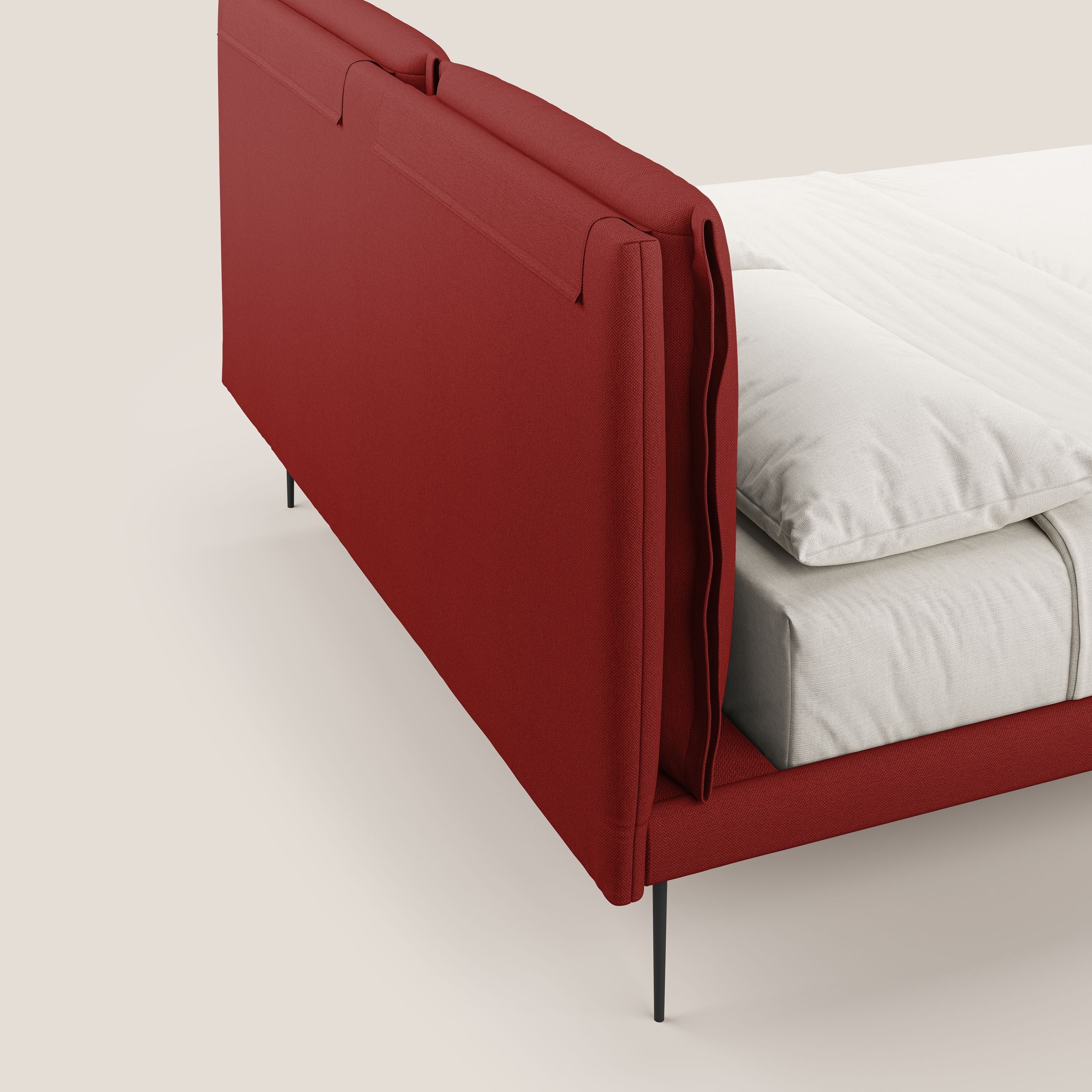Noah lit avec coussins réglables et pieds hauts en métal en tissu détachable T05 rouge - Image 7