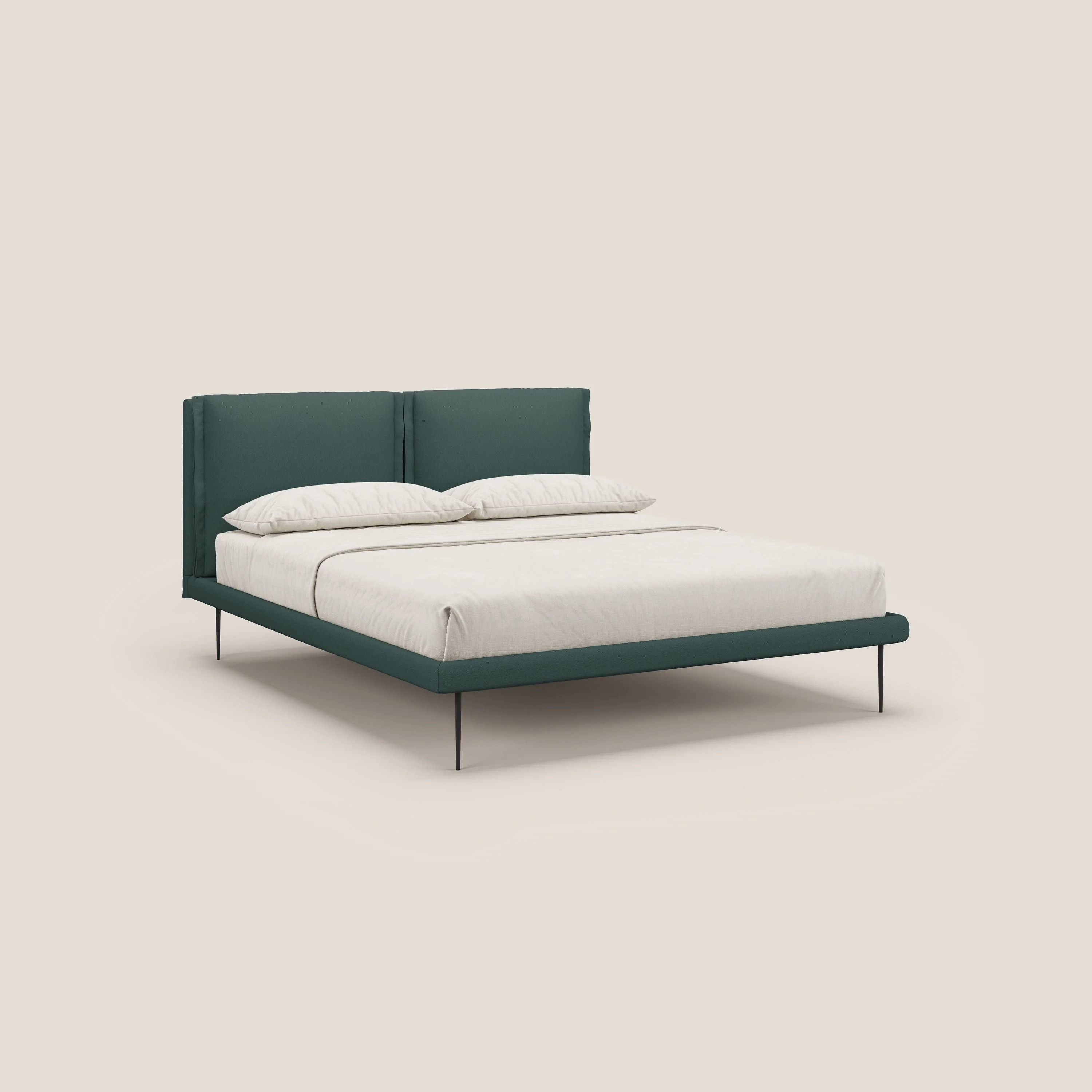Noah lit avec coussins réglables et pieds hauts en métal en tissu détachable T05 vert - Image 3