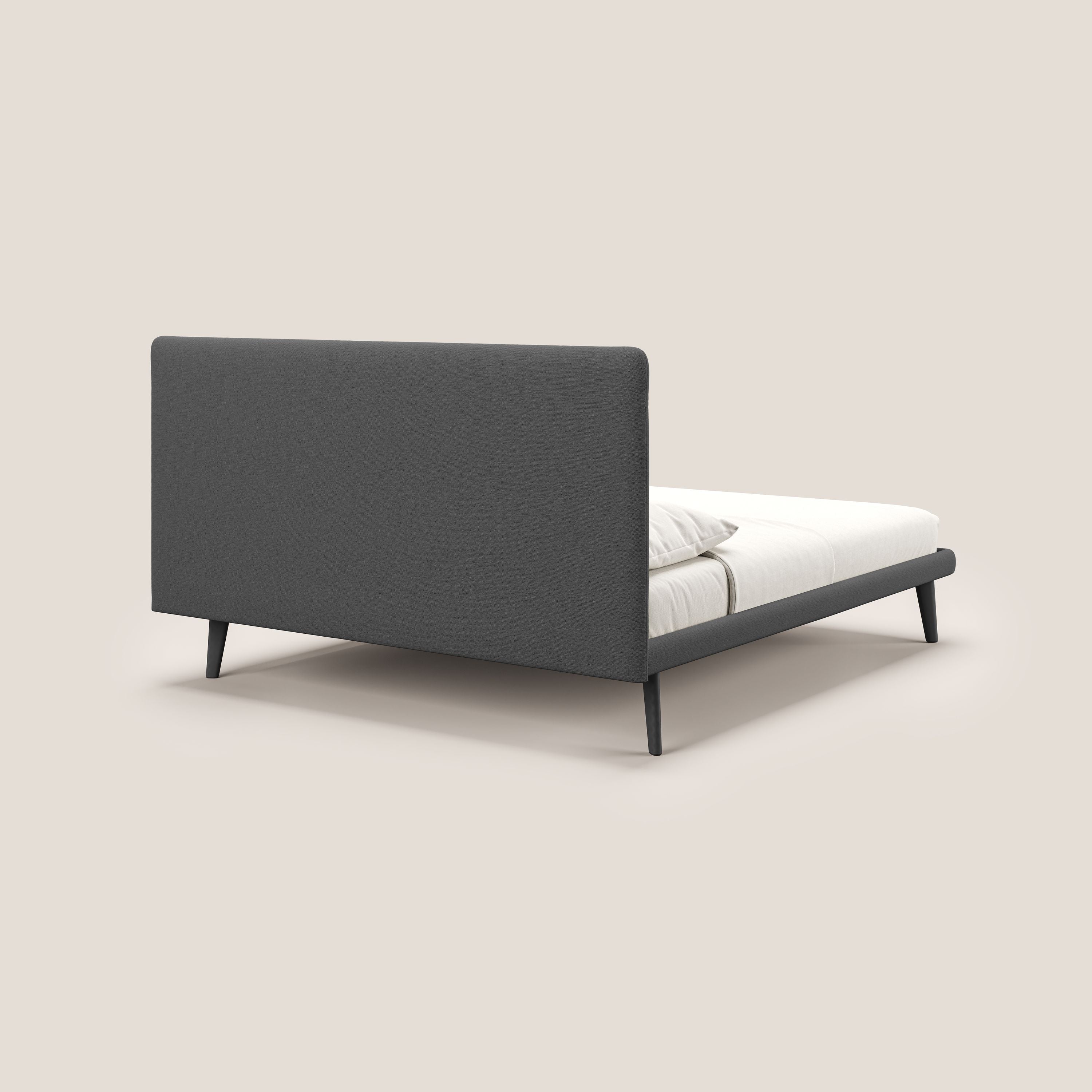 Noel lit minimaliste scandinave avec pieds foncés et tissu flammé imperméable T19 anthracite - Image 4