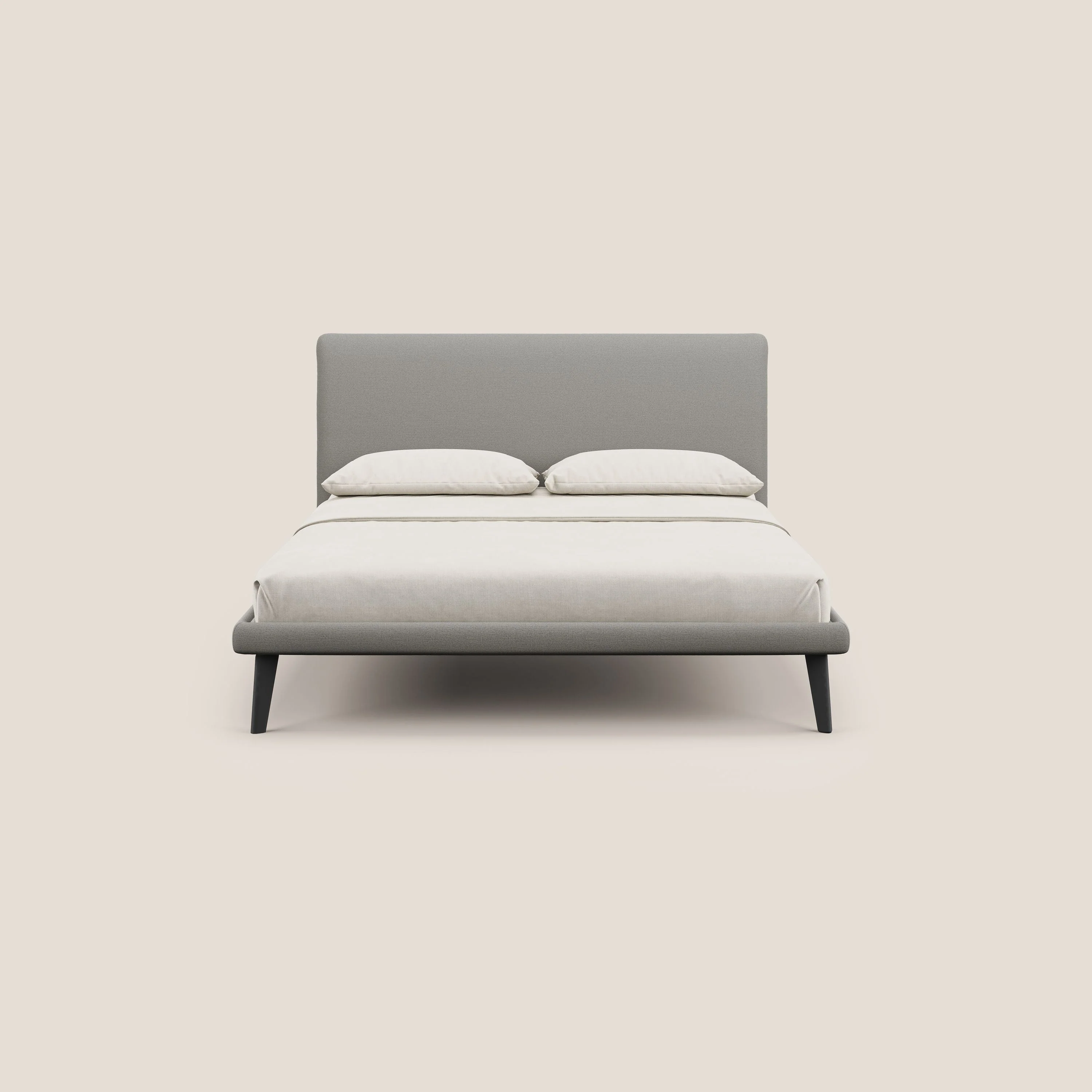 Noel lit minimaliste scandinave avec pieds foncés et tissu flammé imperméable T19 beige - Image 2