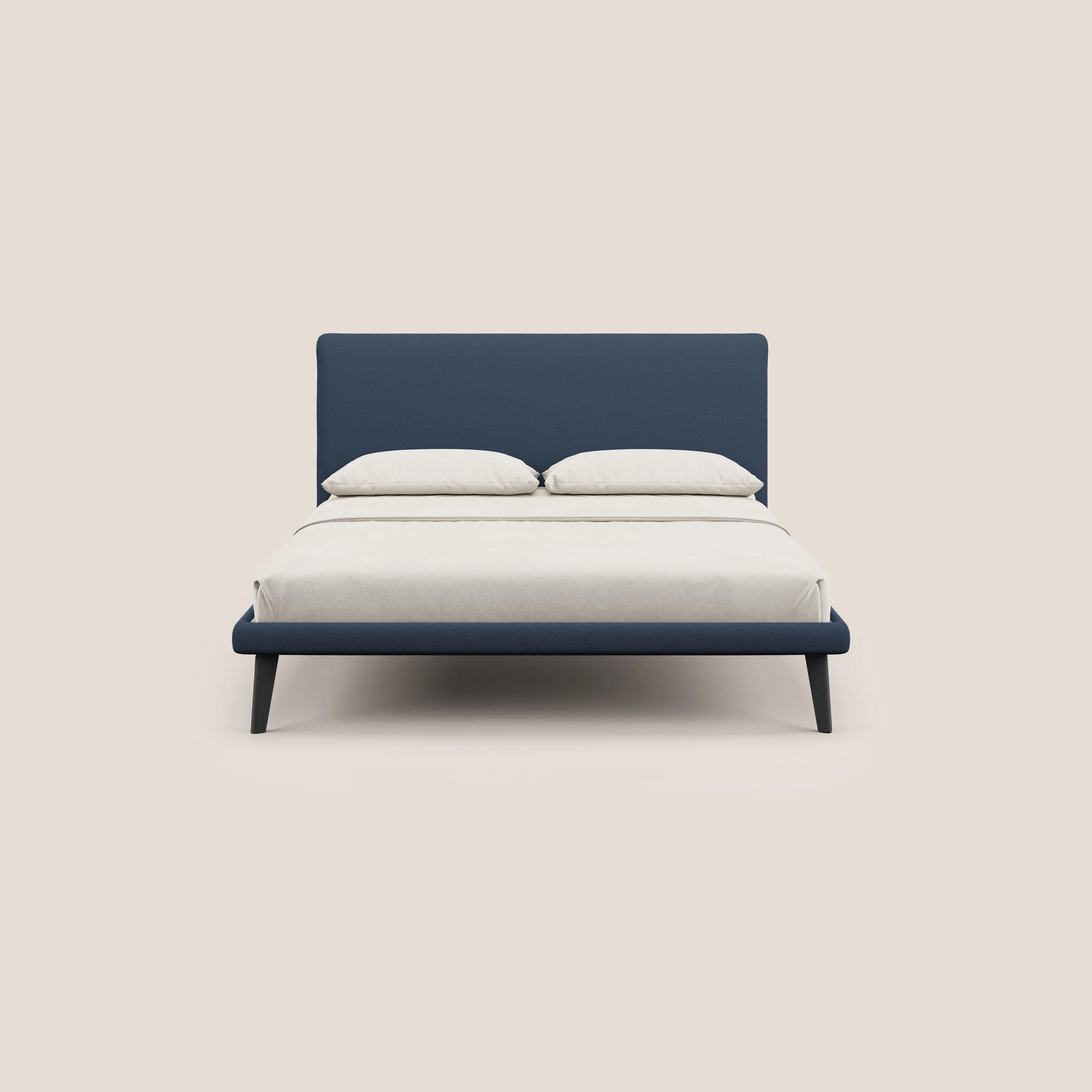 Noel lit minimaliste scandinave avec pieds foncés et tissu flammé imperméable T19 bleu - Image 2