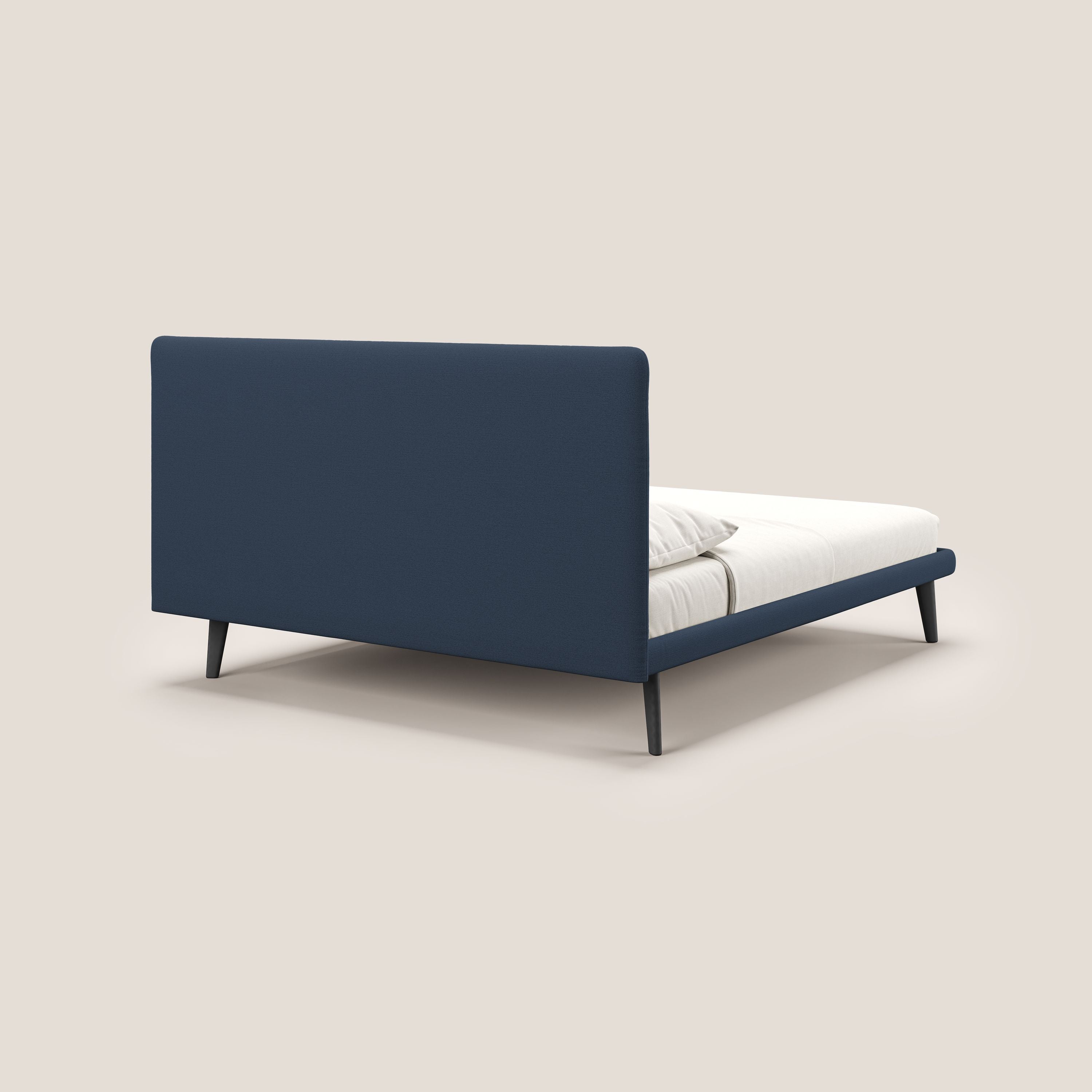 Noel lit minimaliste scandinave avec pieds foncés et tissu flammé imperméable T19 bleu - Image 4