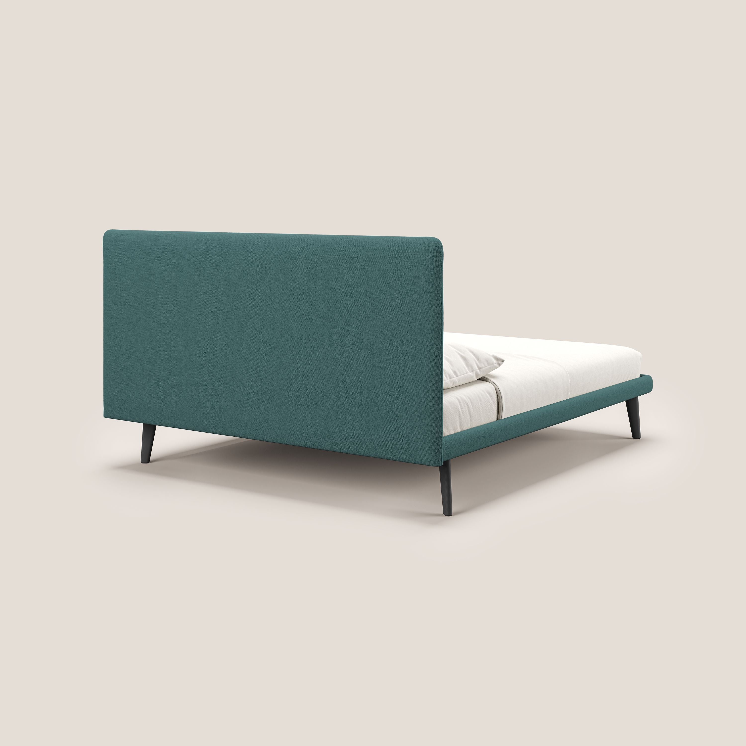 Noel lit minimaliste scandinave avec pieds foncés et tissu flammé imperméable T19 bleu canard - Image 4
