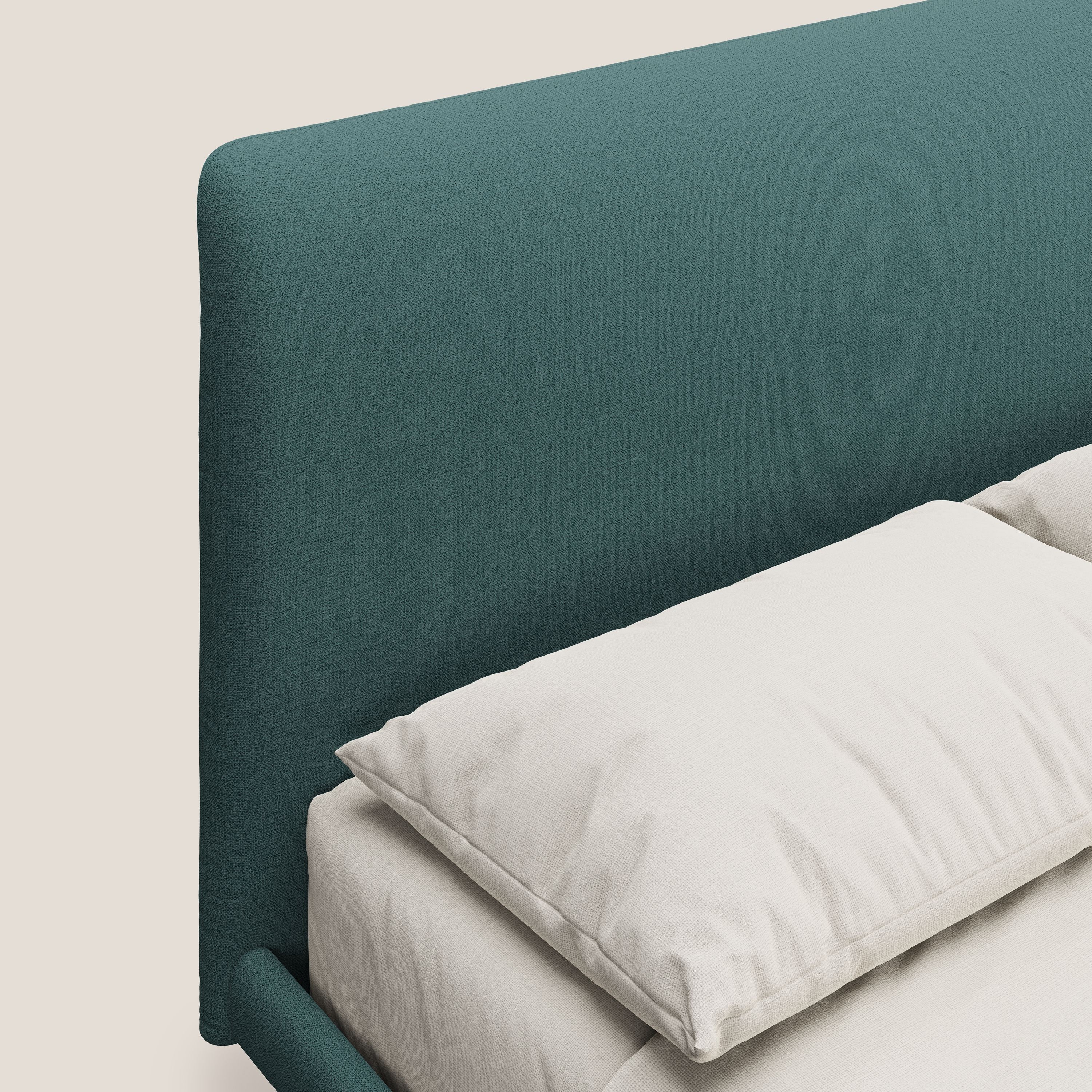Noel lit minimaliste scandinave avec pieds foncés et tissu flammé imperméable T19 bleu canard - Image 5