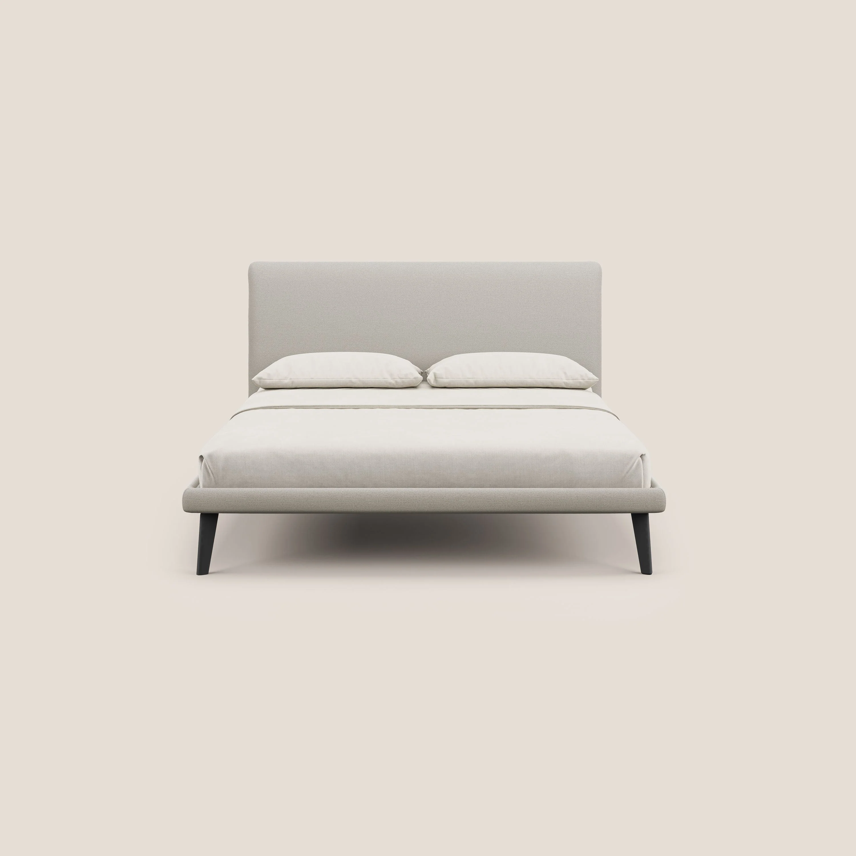 Noel lit minimaliste scandinave avec pieds foncés et tissu flammé imperméable T19 crème - Image 2