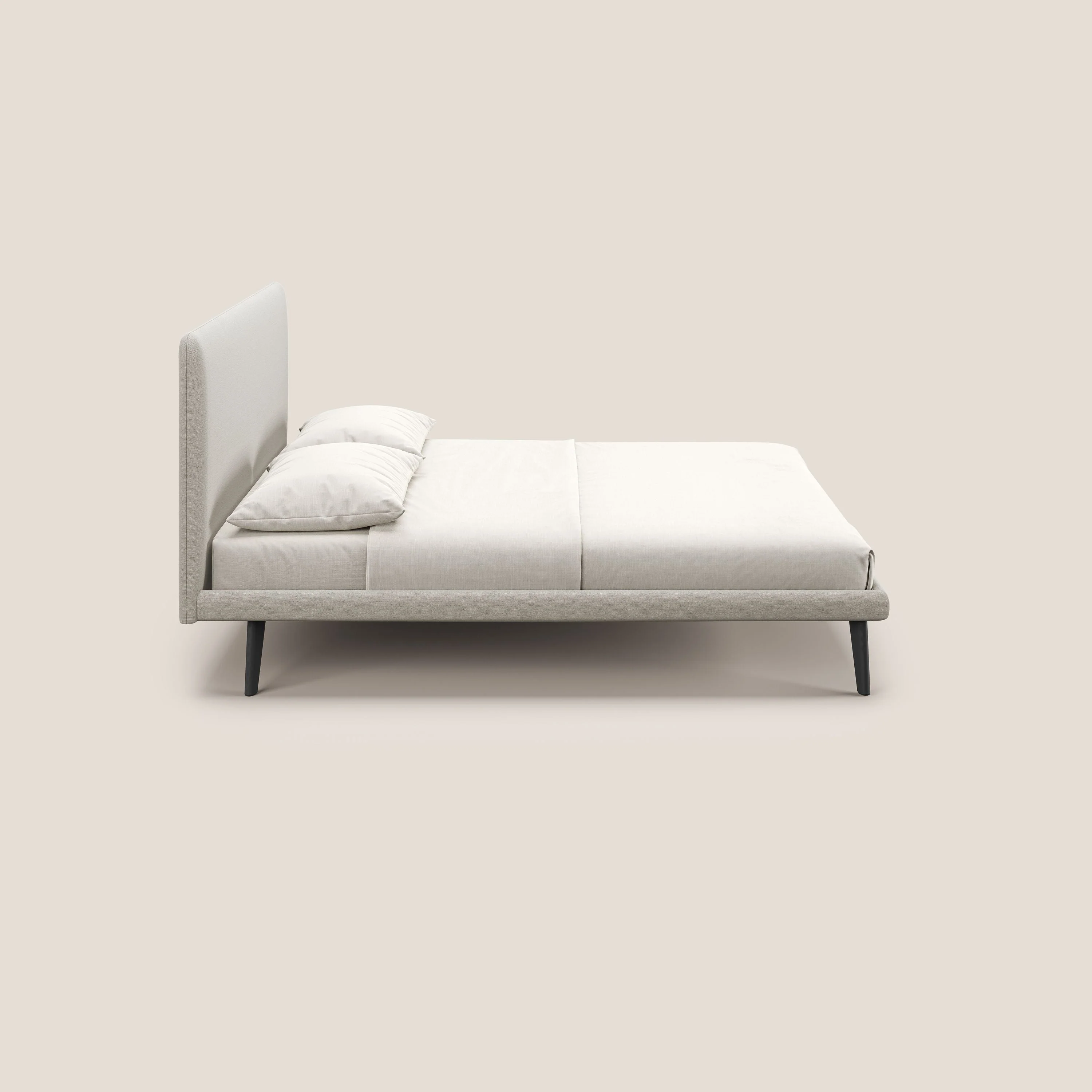 Noel lit minimaliste scandinave avec pieds foncés et tissu flammé imperméable T19 crème - Image 3