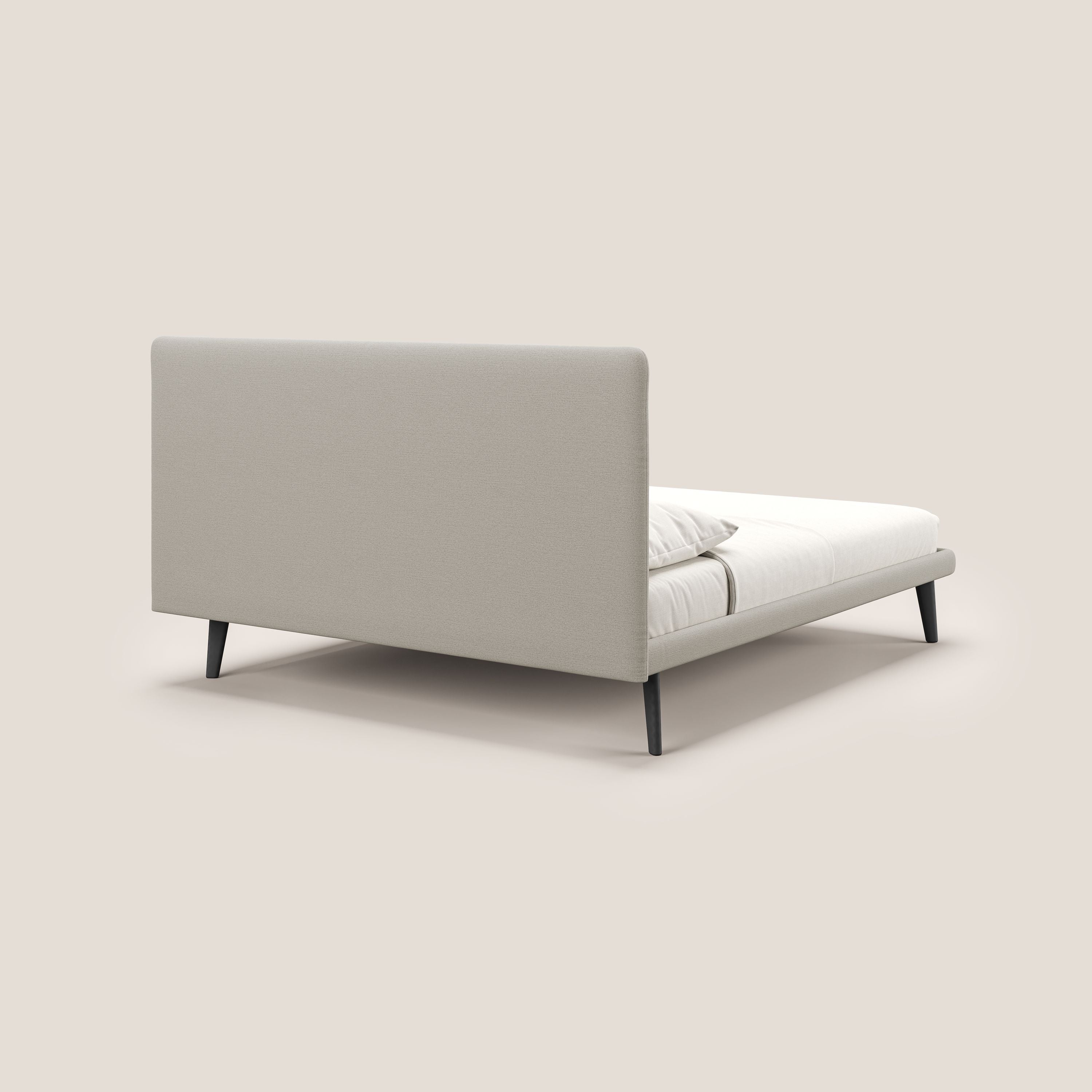 Noel lit minimaliste scandinave avec pieds foncés et tissu flammé imperméable T19 crème - Image 4