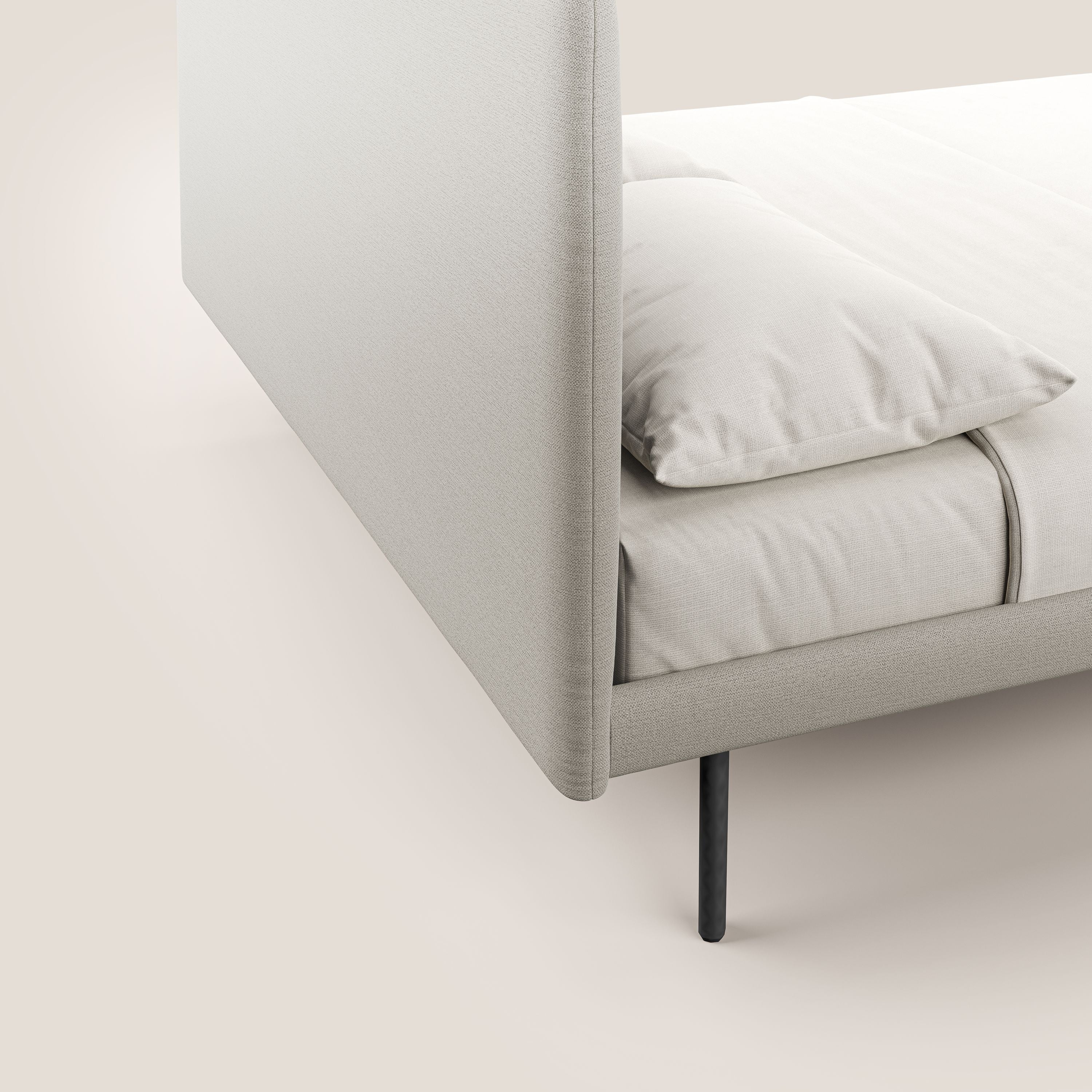 Noel lit minimaliste scandinave avec pieds foncés et tissu flammé imperméable T19 crème - Image 6
