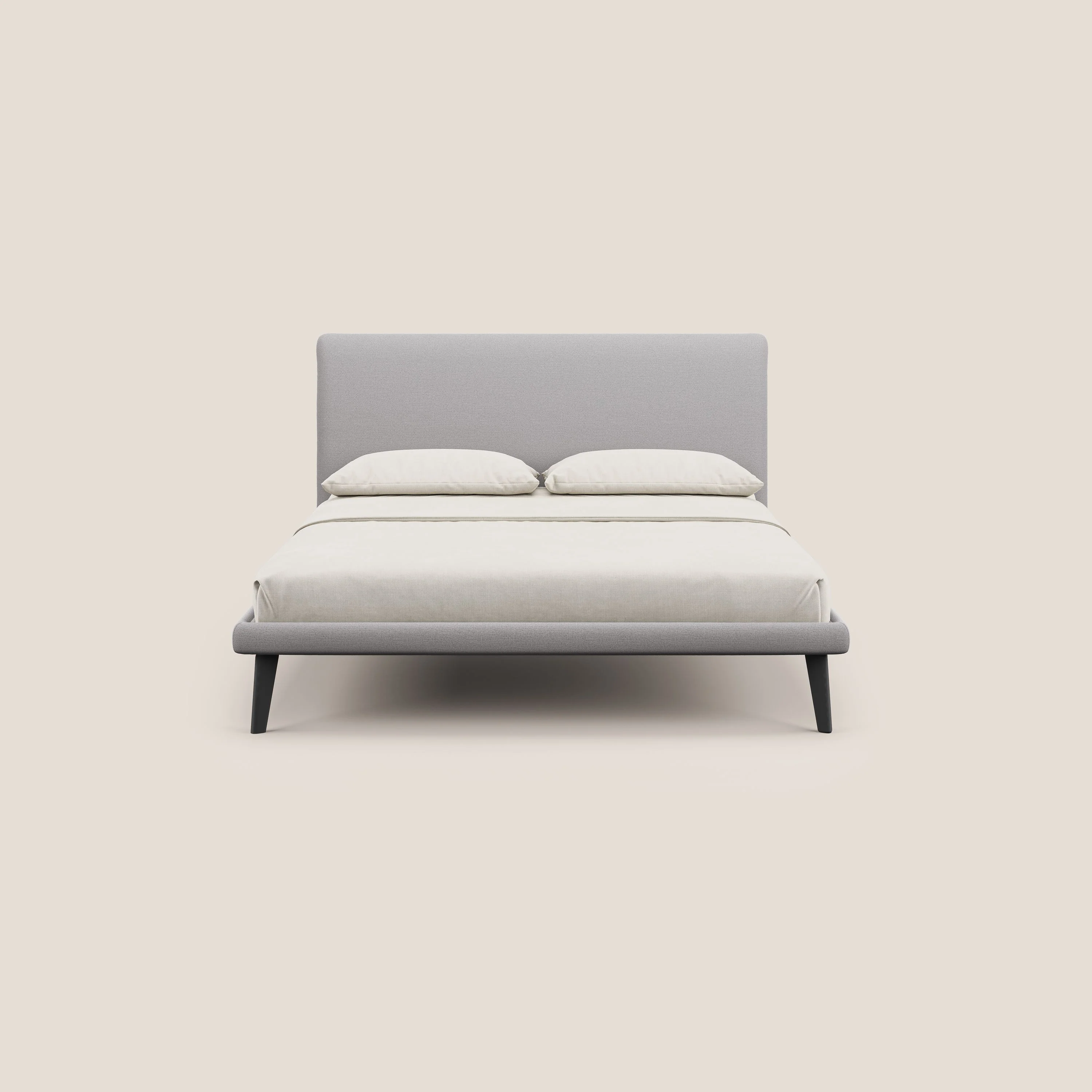 Noel lit minimaliste scandinave avec pieds foncés et tissu flammé imperméable T19 gris - Image 2