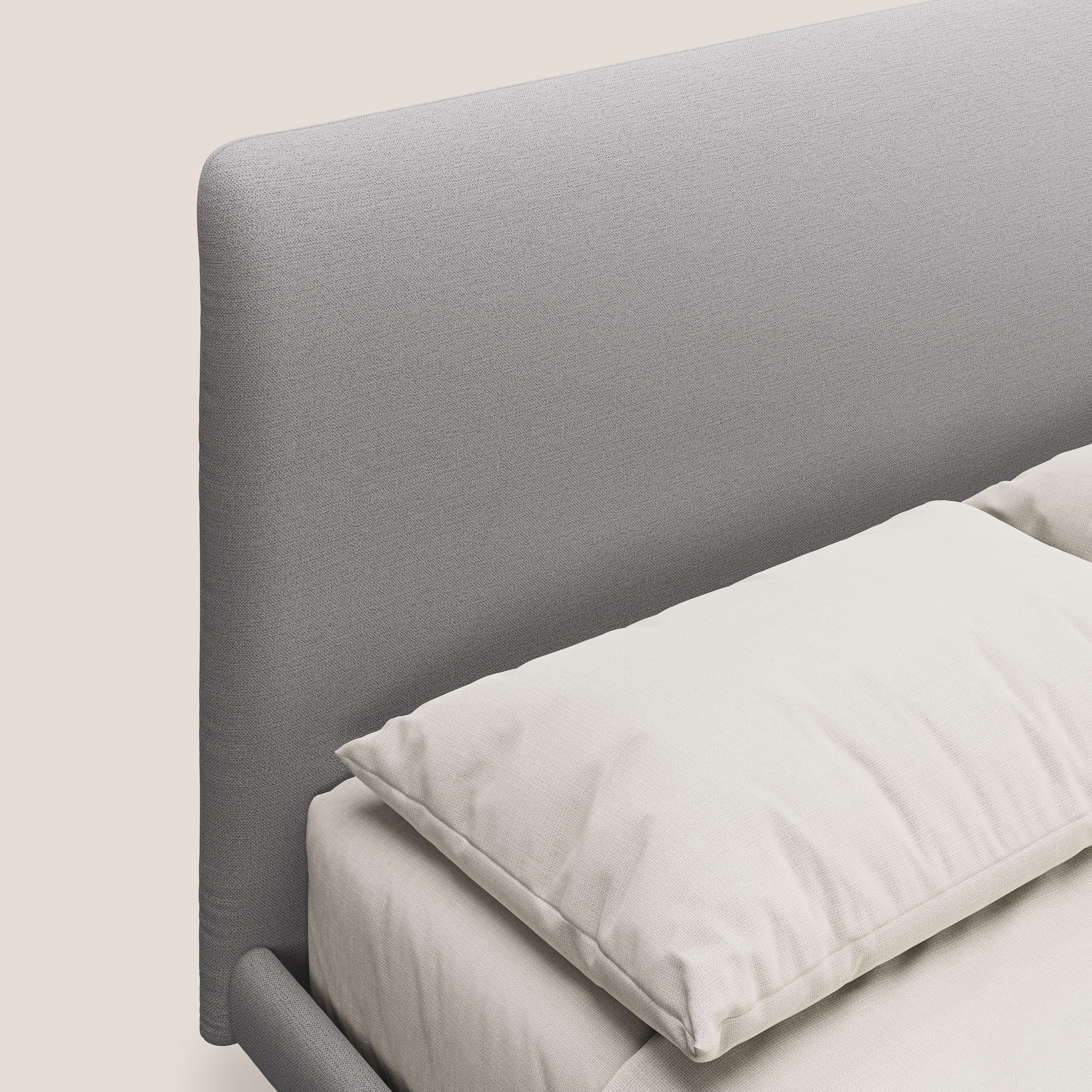 Noel lit minimaliste scandinave avec pieds foncés et tissu flammé imperméable T19 gris - Image 5