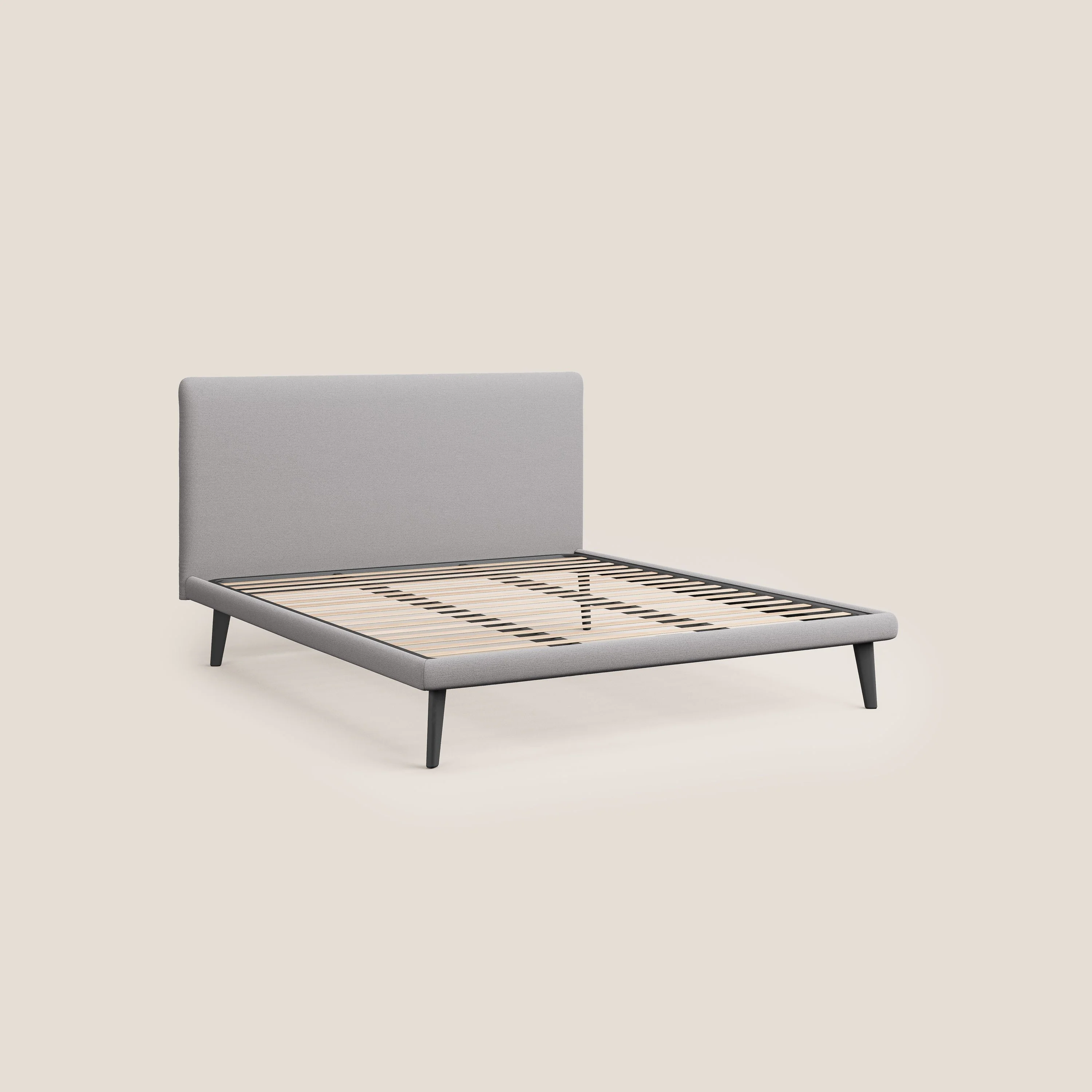Noel lit minimaliste scandinave avec pieds foncés et tissu flammé imperméable T19 gris - Image 7