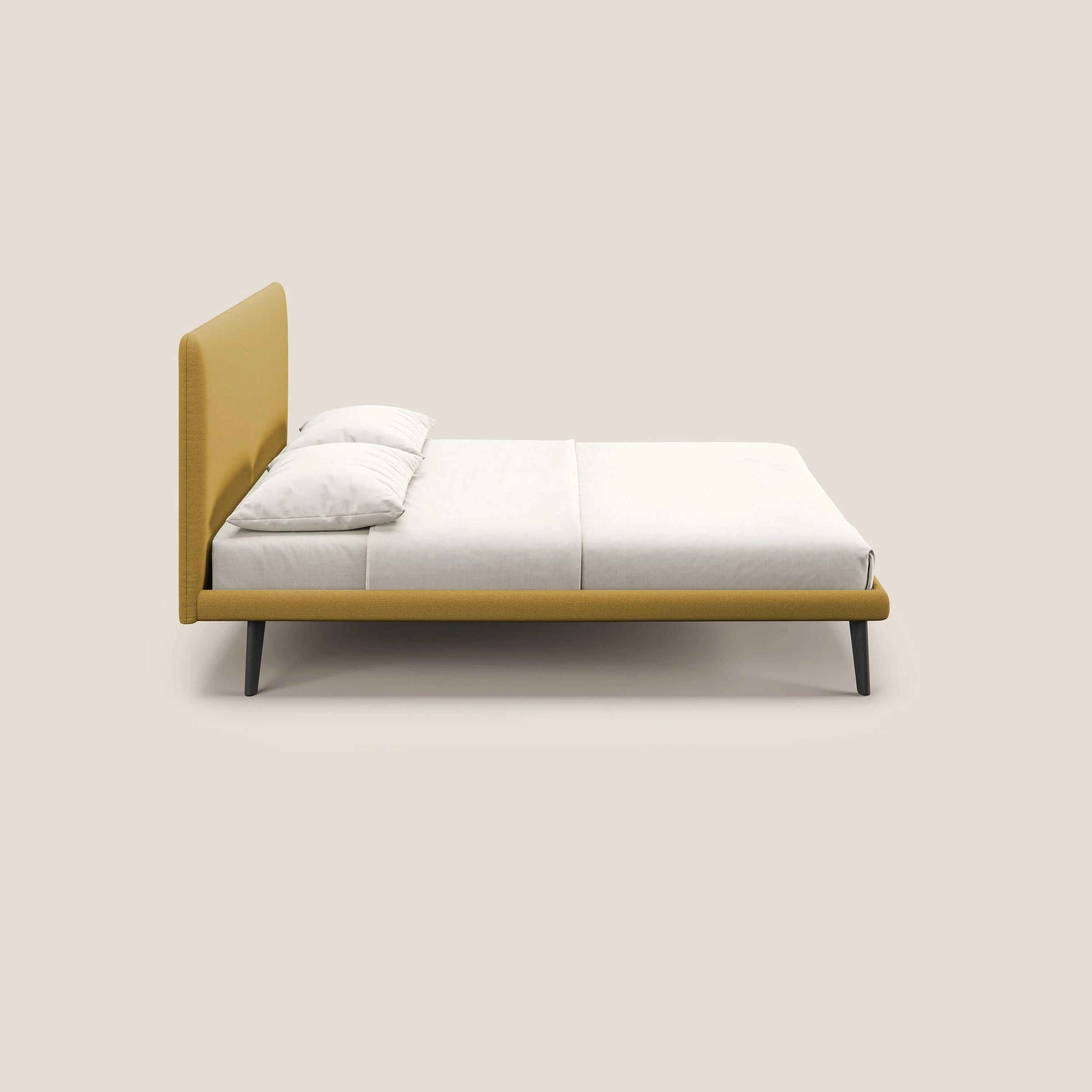 Noel lit minimaliste scandinave avec pieds foncés et tissu flammé imperméable T19 jaune - Image 3