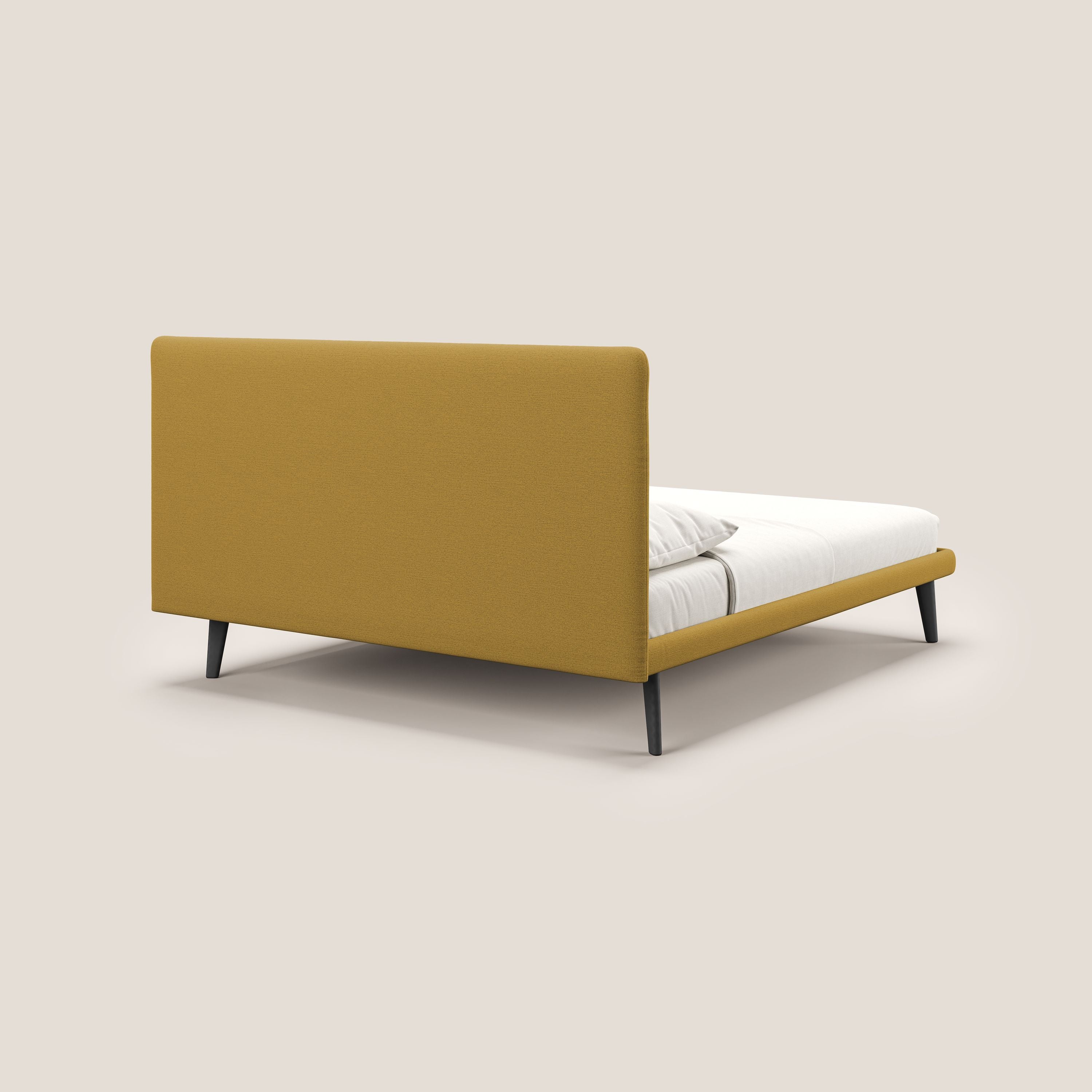 Noel lit minimaliste scandinave avec pieds foncés et tissu flammé imperméable T19 jaune - Image 4