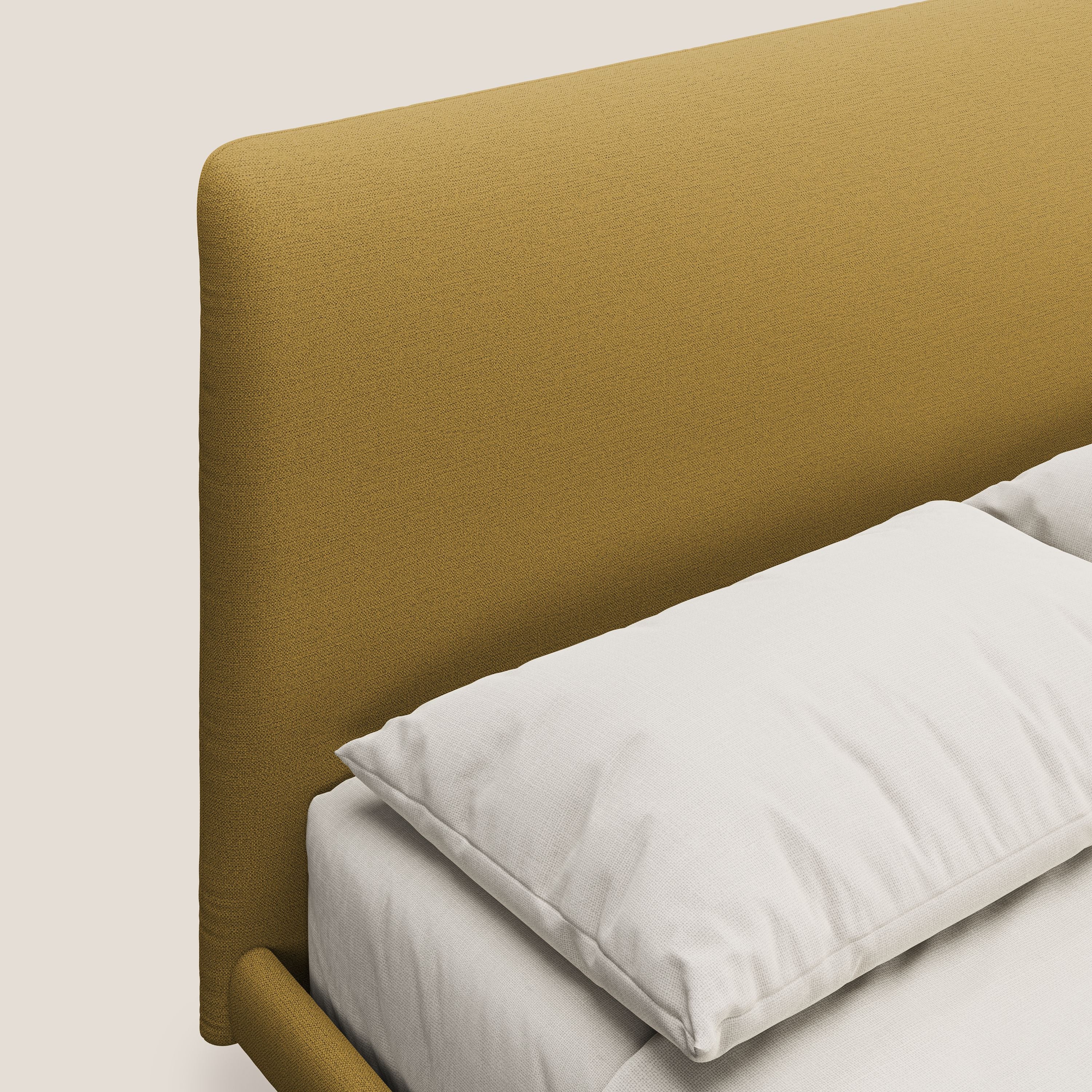 Noel lit minimaliste scandinave avec pieds foncés et tissu flammé imperméable T19 jaune - Image 5