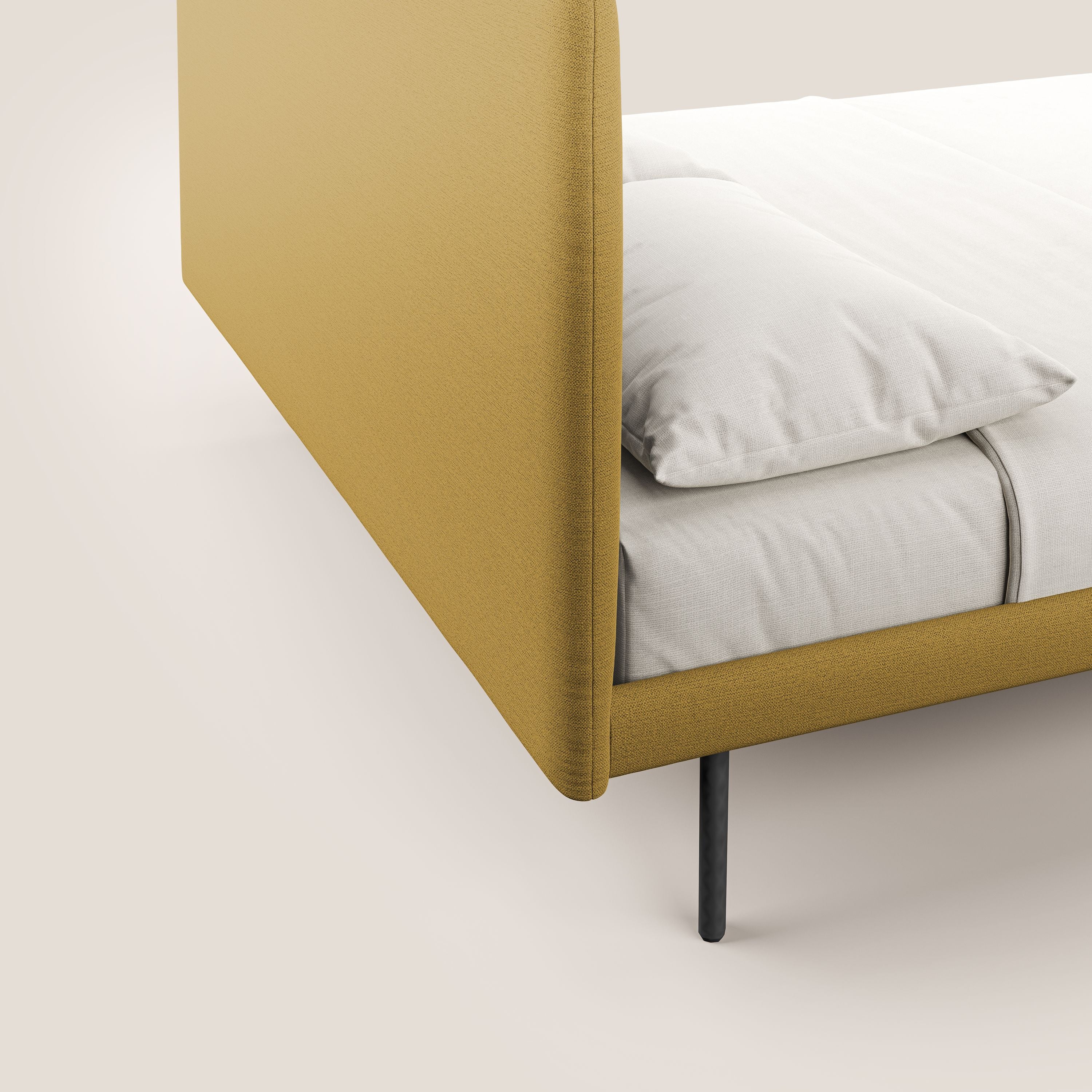 Noel lit minimaliste scandinave avec pieds foncés et tissu flammé imperméable T19 jaune - Image 6