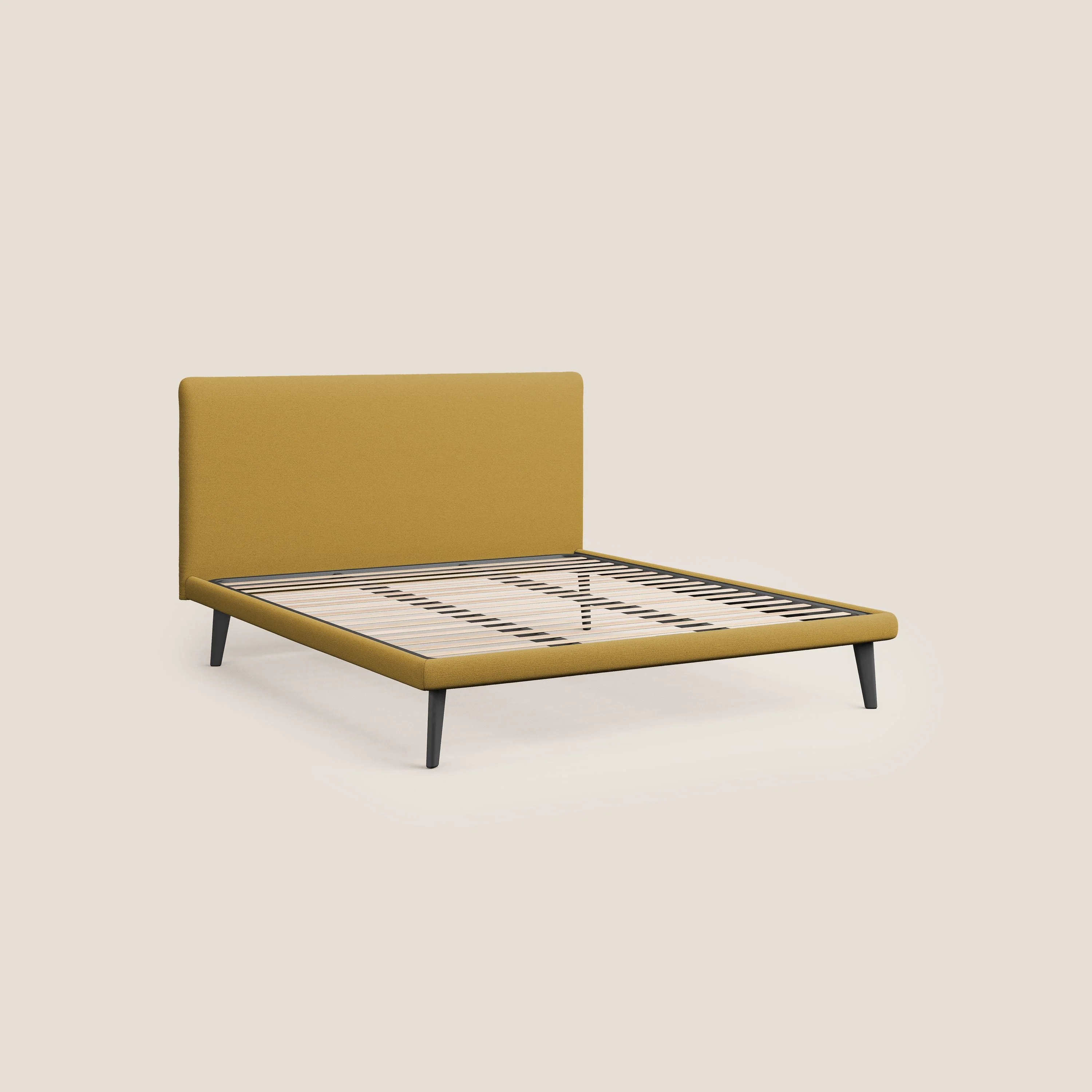 Noel lit minimaliste scandinave avec pieds foncés et tissu flammé imperméable T19 jaune - Image 7