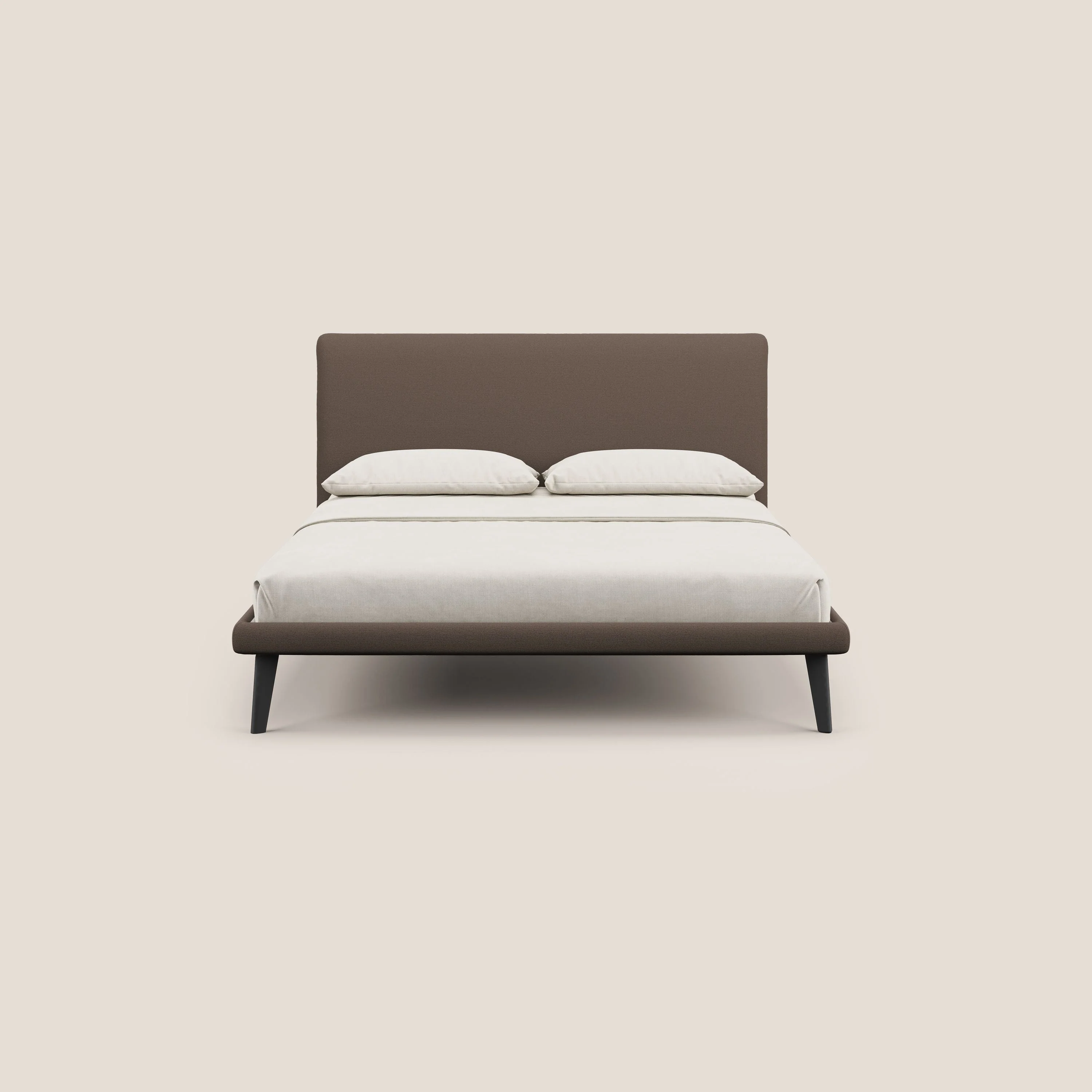 Noel lit minimaliste scandinave avec pieds foncés et tissu flammé imperméable T19 marron - Image 2