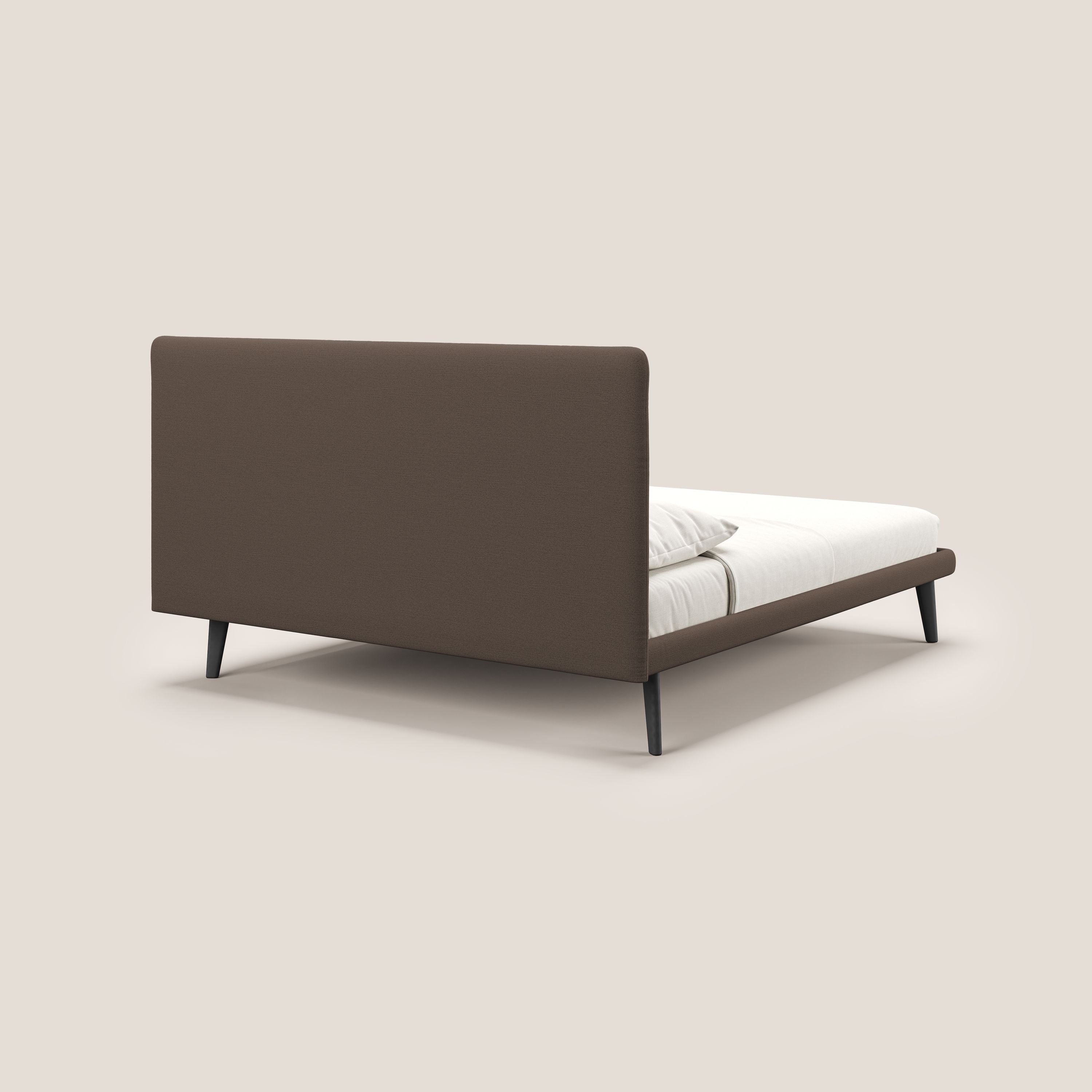 Noel lit minimaliste scandinave avec pieds foncés et tissu flammé imperméable T19 marron - Image 4