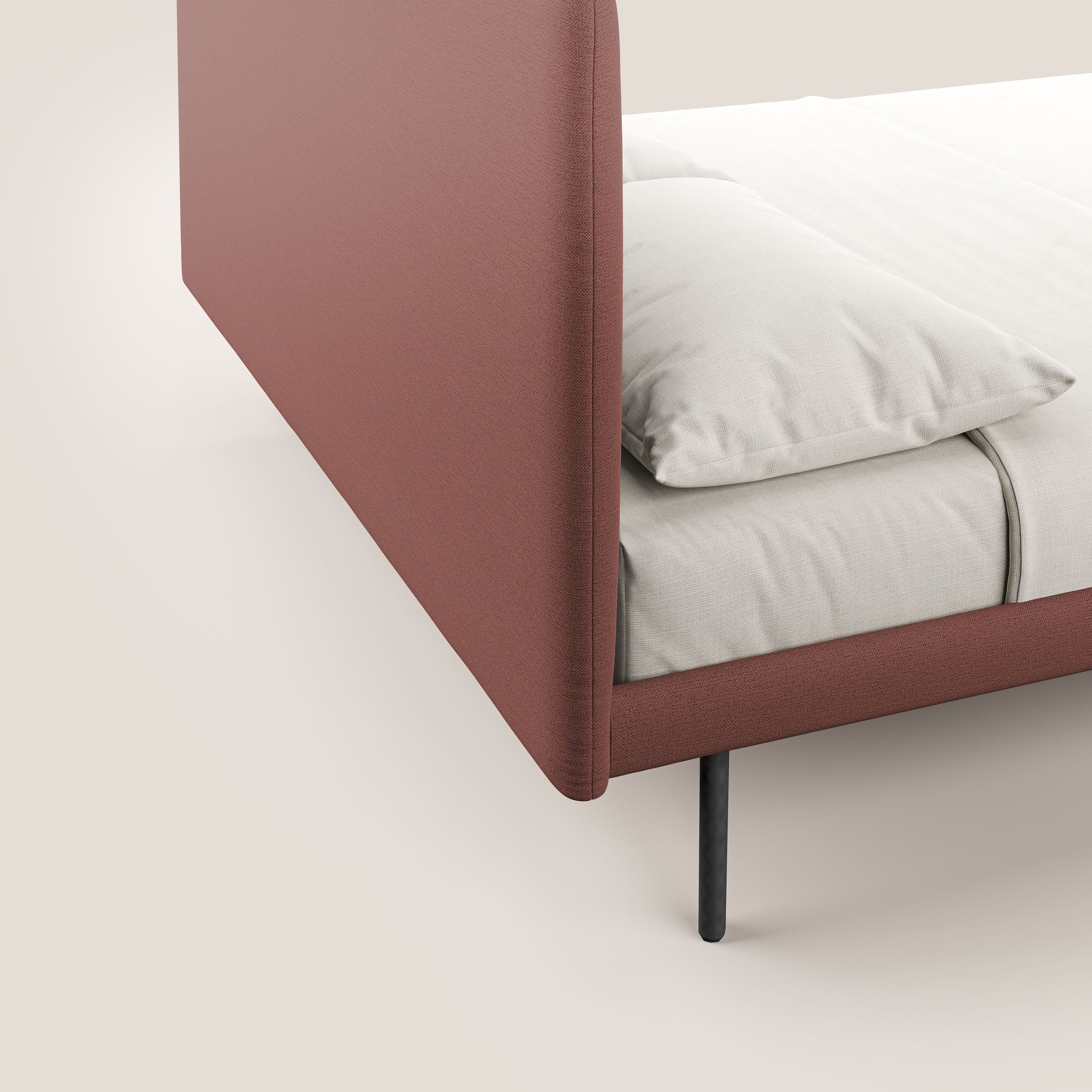 Noel lit minimaliste scandinave avec pieds foncés et tissu flammé imperméable T19 saumon - Image 4