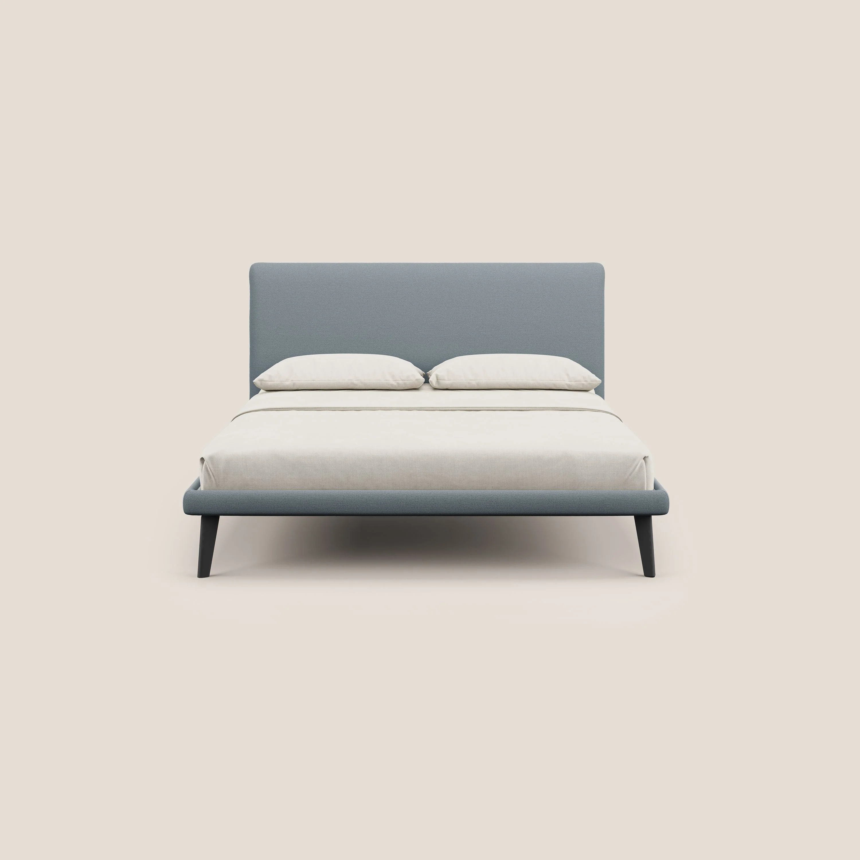Noel lit minimaliste scandinave avec pieds foncés et tissu flammé imperméable T19 sucre glace - Image 2