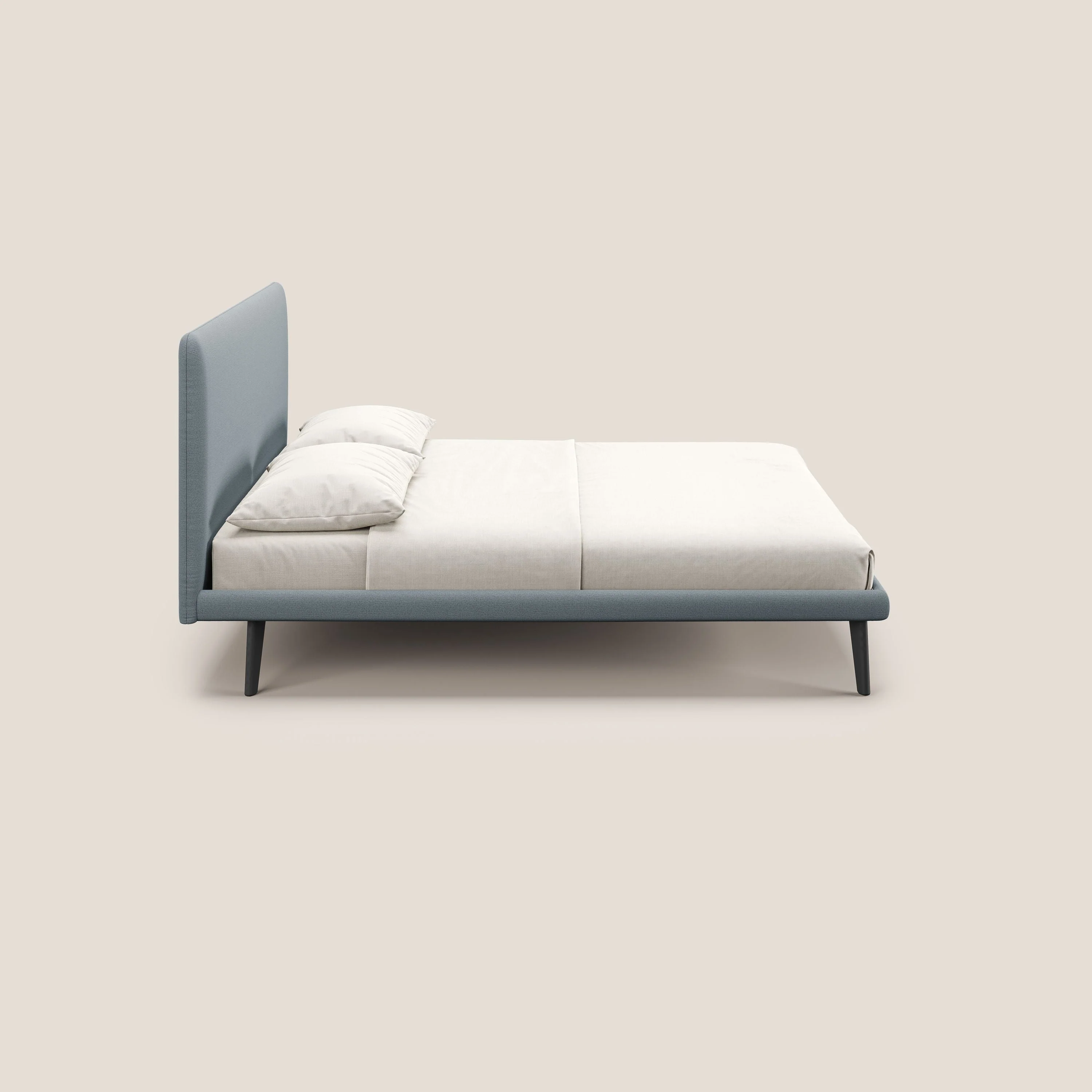 Noel lit minimaliste scandinave avec pieds foncés et tissu flammé imperméable T19 sucre glace - Image 3