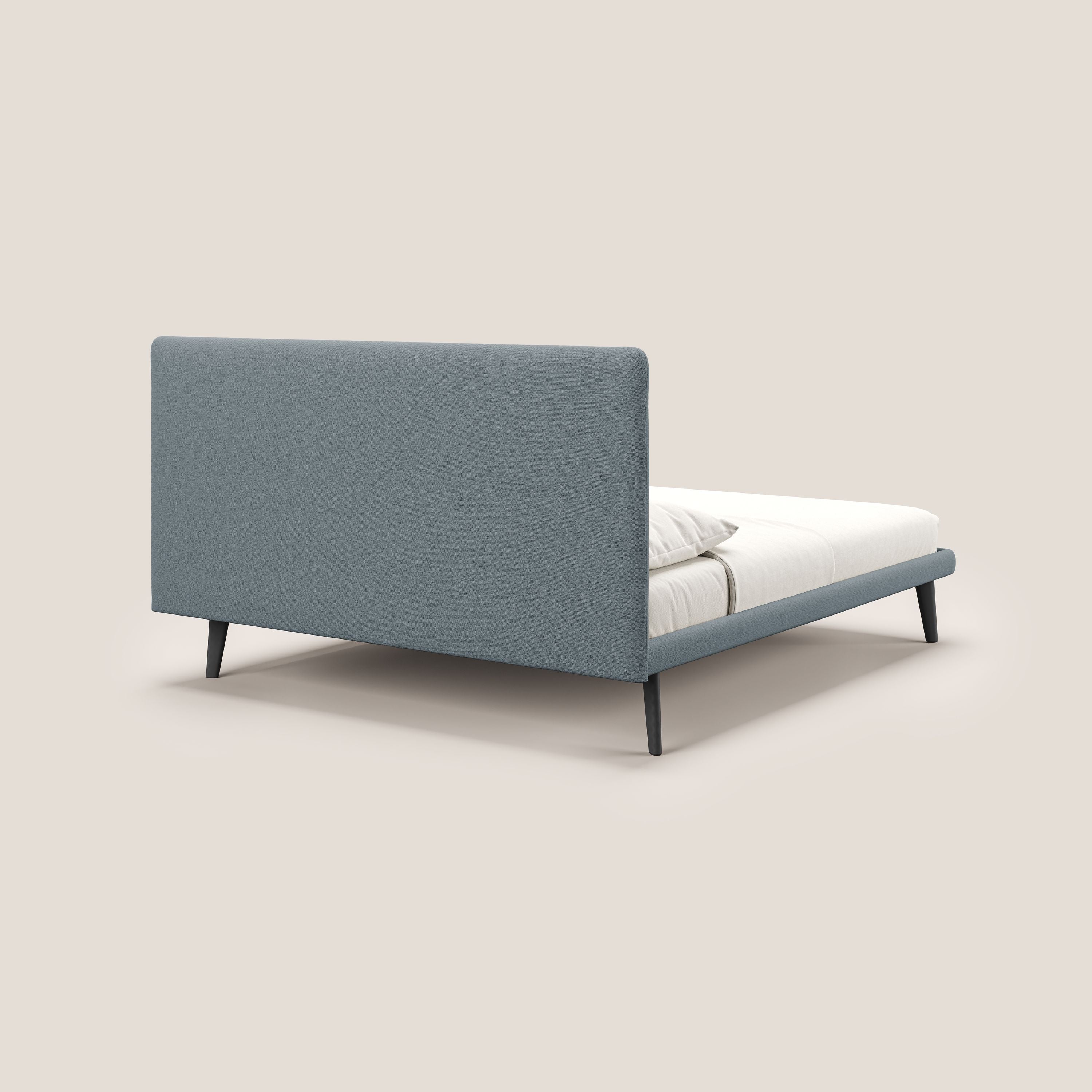 Noel lit minimaliste scandinave avec pieds foncés et tissu flammé imperméable T19 sucre glace - Image 4