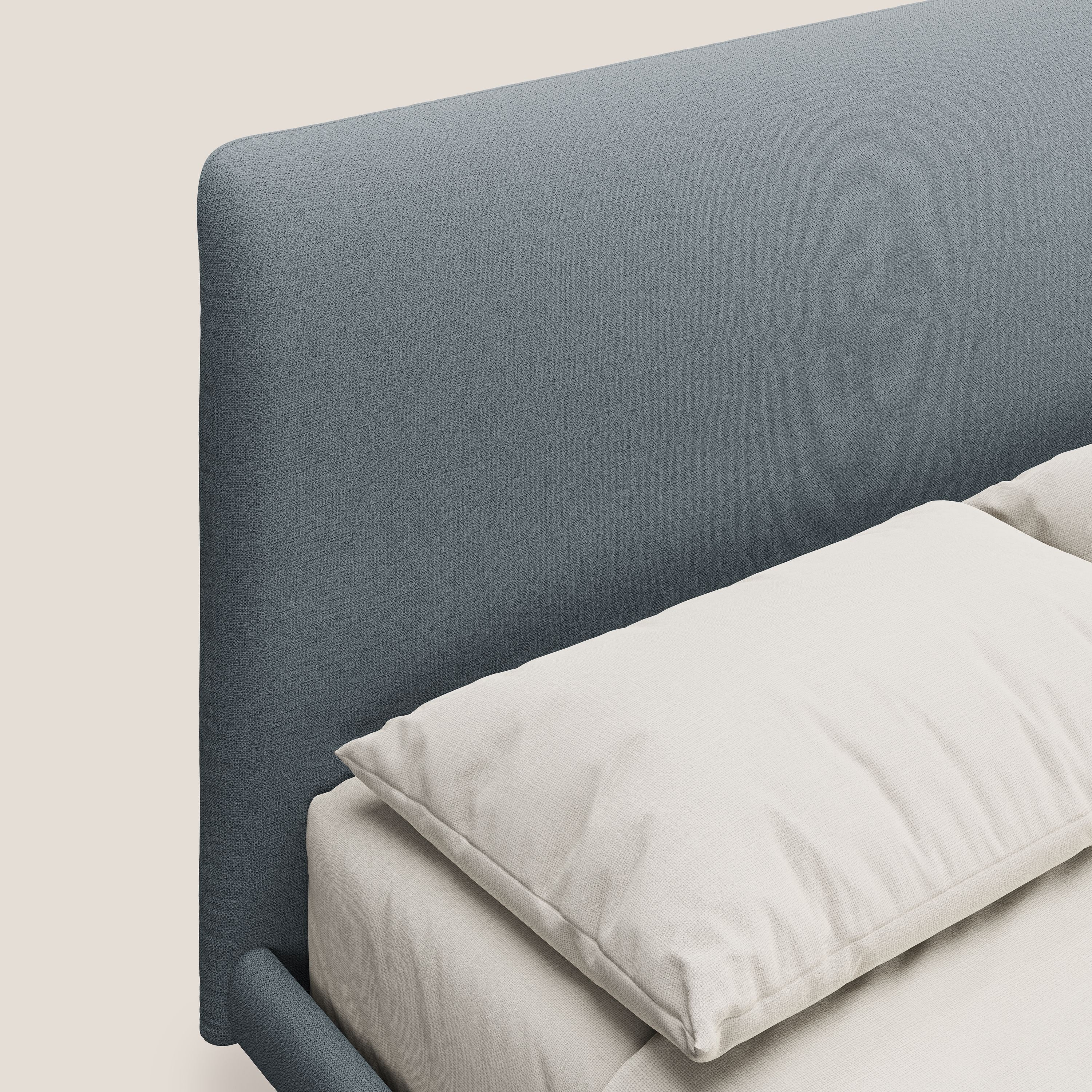 Noel lit minimaliste scandinave avec pieds foncés et tissu flammé imperméable T19 sucre glace - Image 5