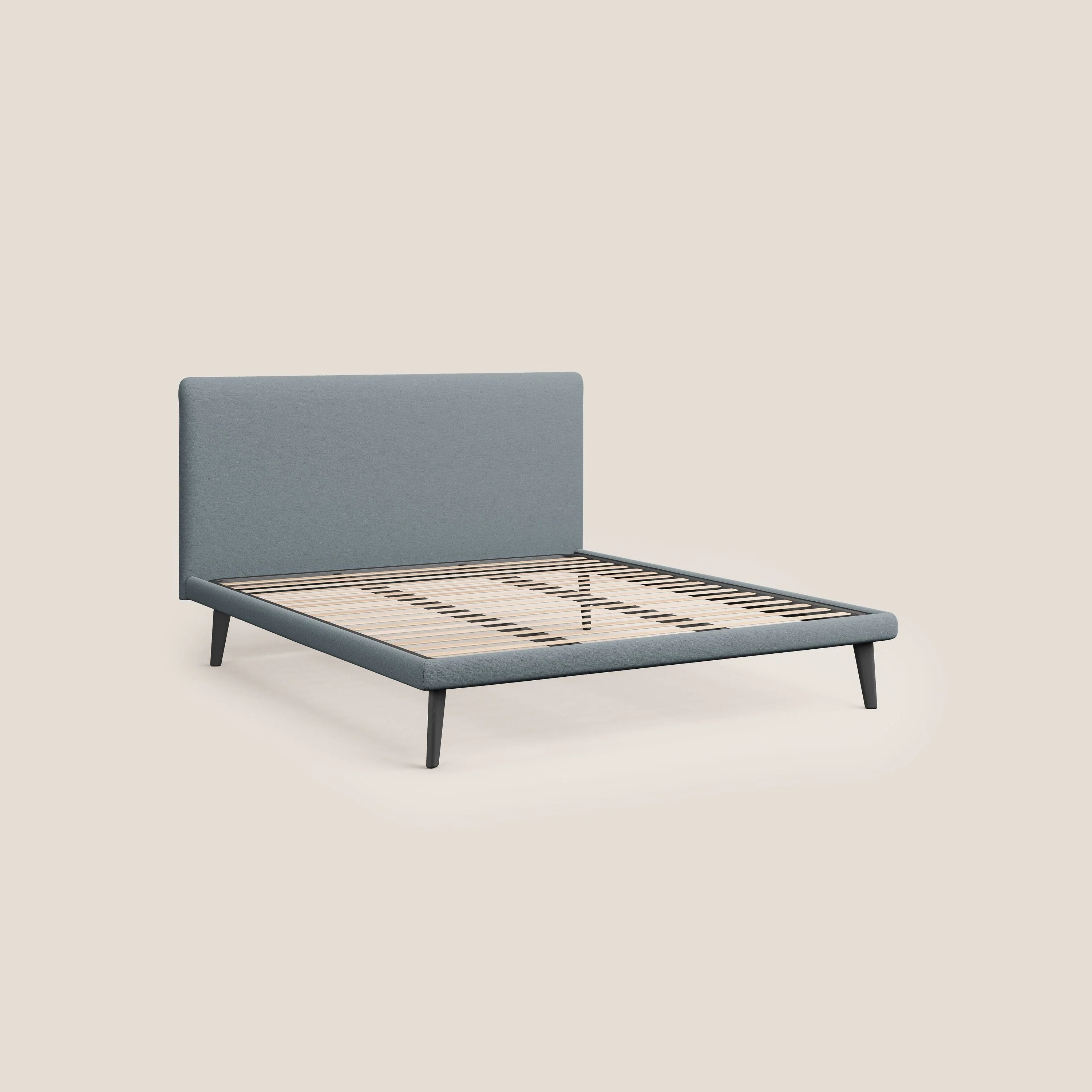 Noel lit minimaliste scandinave avec pieds foncés et tissu flammé imperméable T19 sucre glace - Image 7