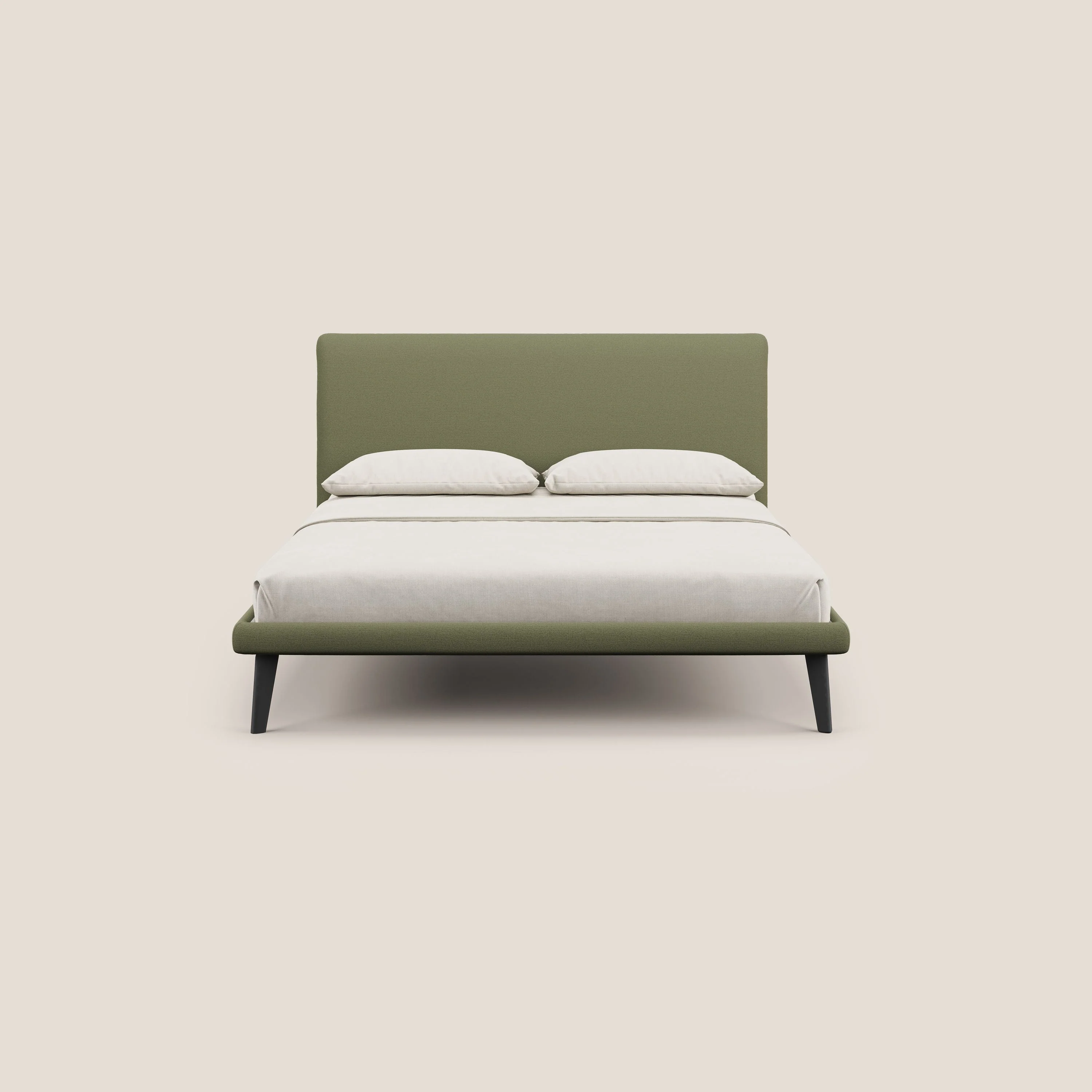 Noel lit minimaliste scandinave avec pieds foncés et tissu flammé imperméable T19 vert - Image 2