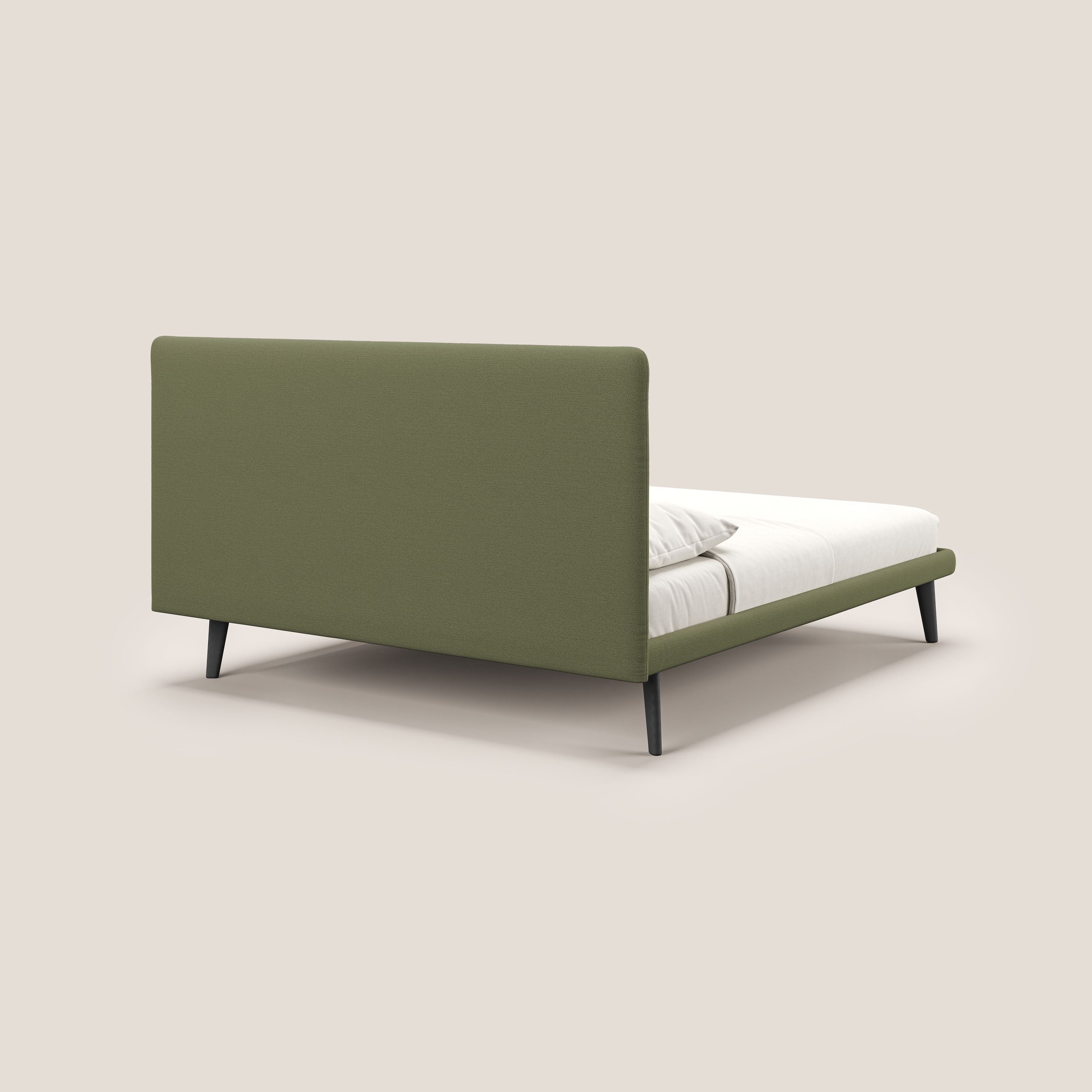 Noel lit minimaliste scandinave avec pieds foncés et tissu flammé imperméable T19 vert - Image 4