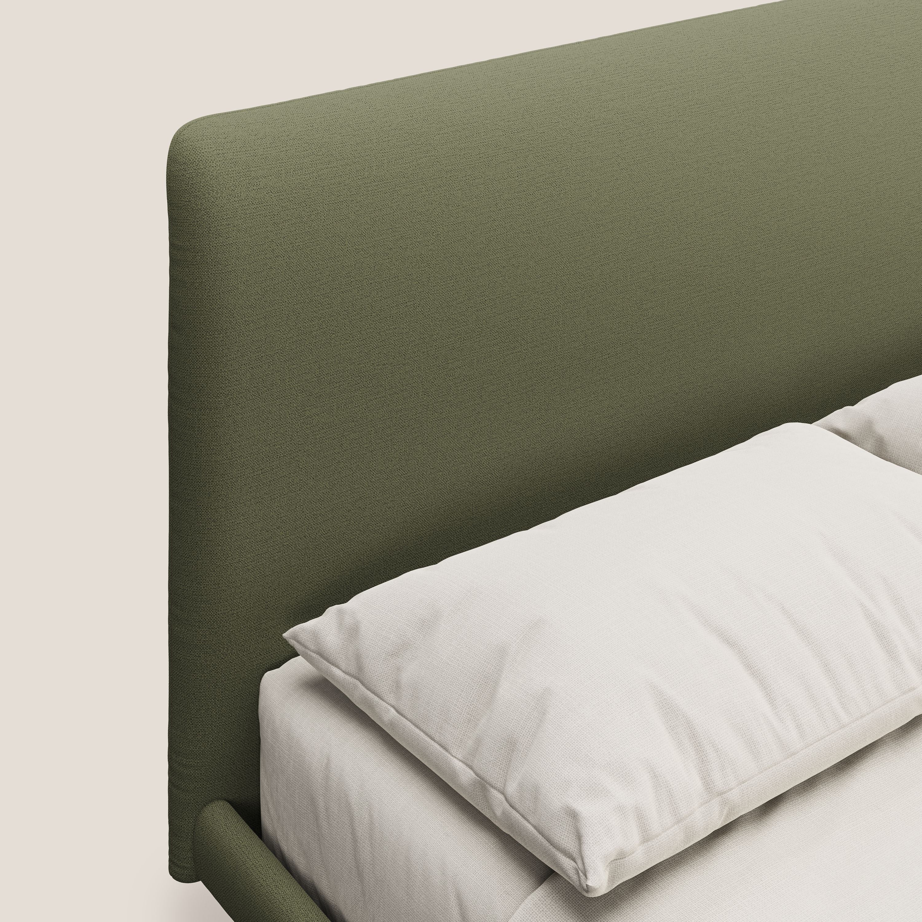 Noel lit minimaliste scandinave avec pieds foncés et tissu flammé imperméable T19 vert - Image 5