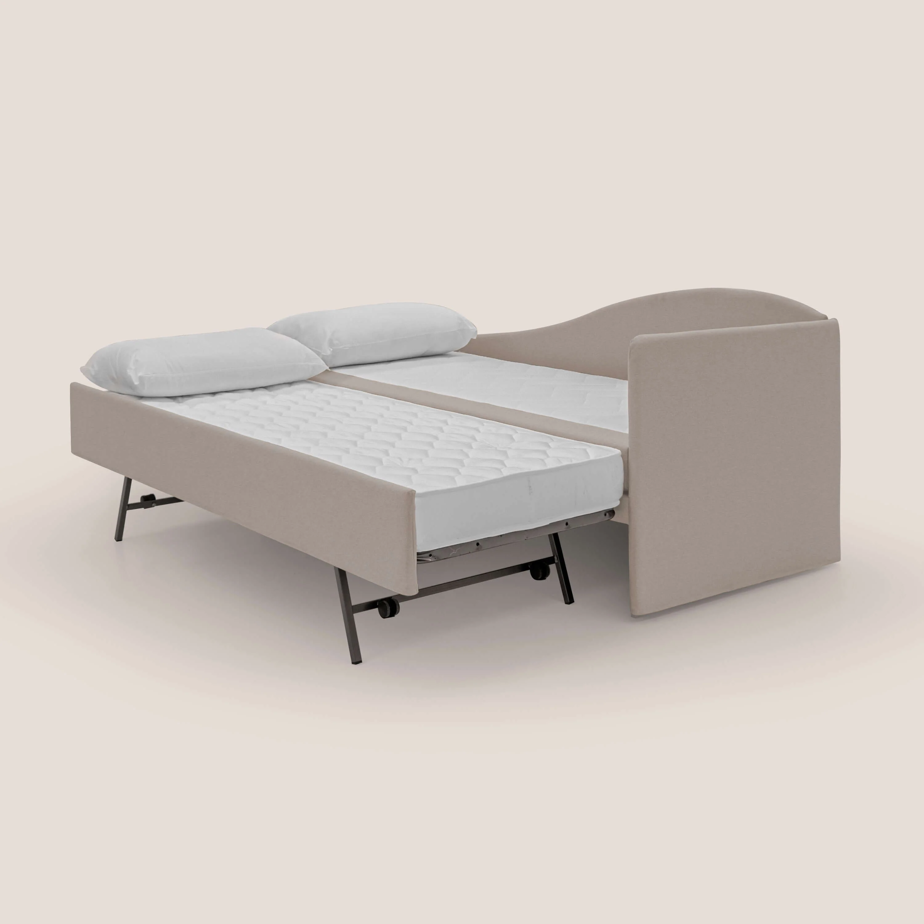 Nolo Canapé duplex avec lits jumeaux et tissu effet coton imperméable T13 crème - Image 2
