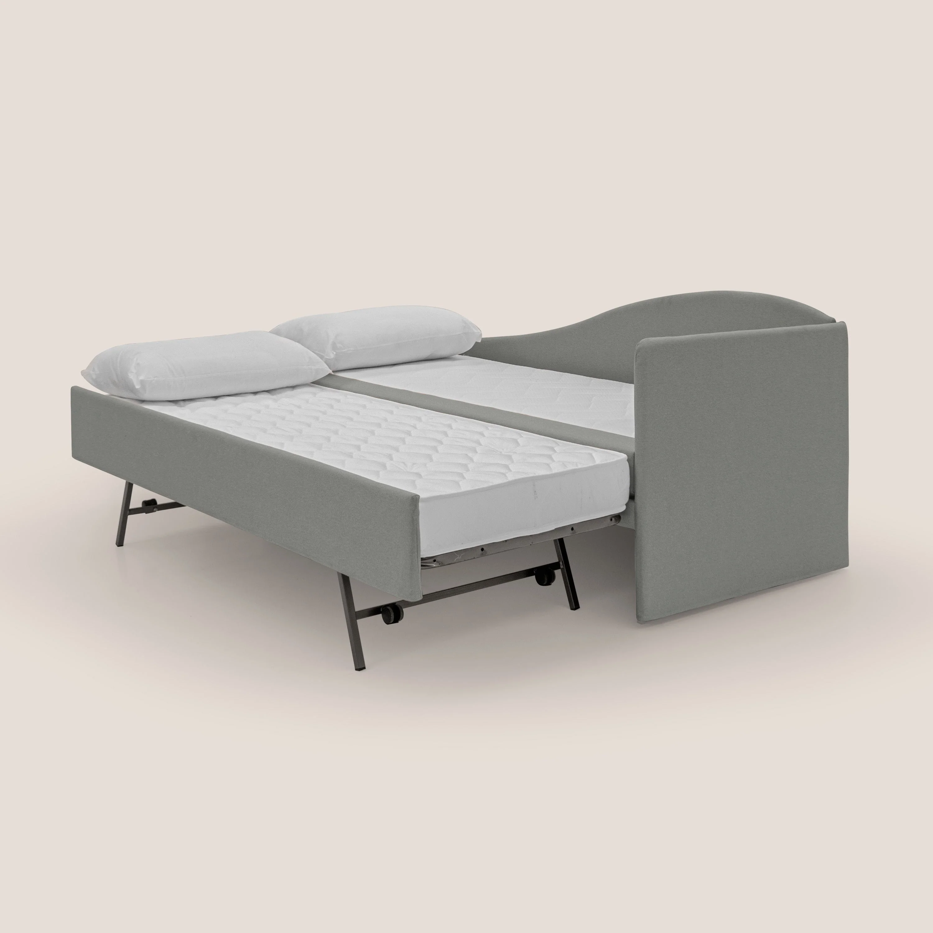 Nolo Canapé duplex avec lits jumeaux et tissu effet coton imperméable T13 gris - Image 2