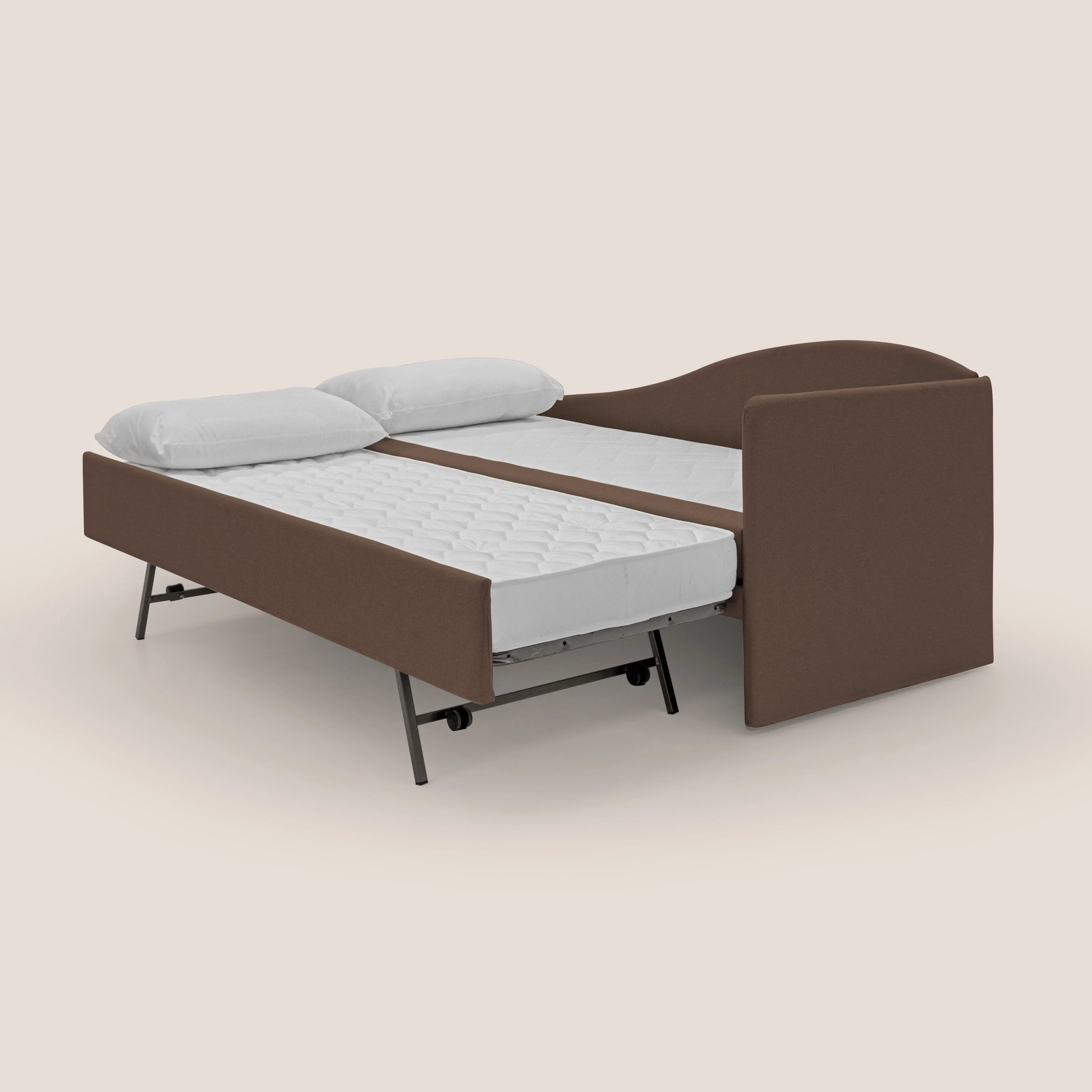 Nolo Canapé duplex avec lits jumeaux et tissu effet coton imperméable T13 marron - Image 2