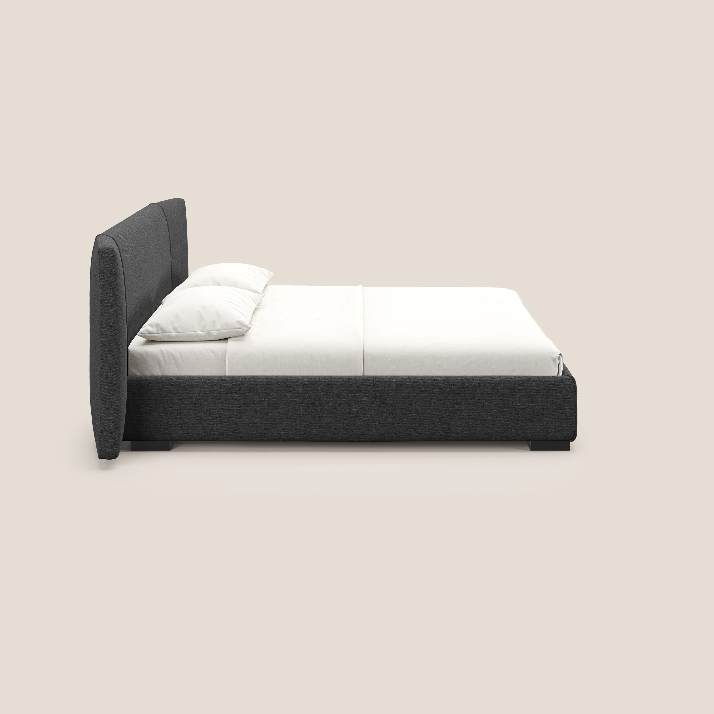 Omero lit avec coffre rembourré déhoussable en tissu flammé imperméable T14 anthracite - Image 5