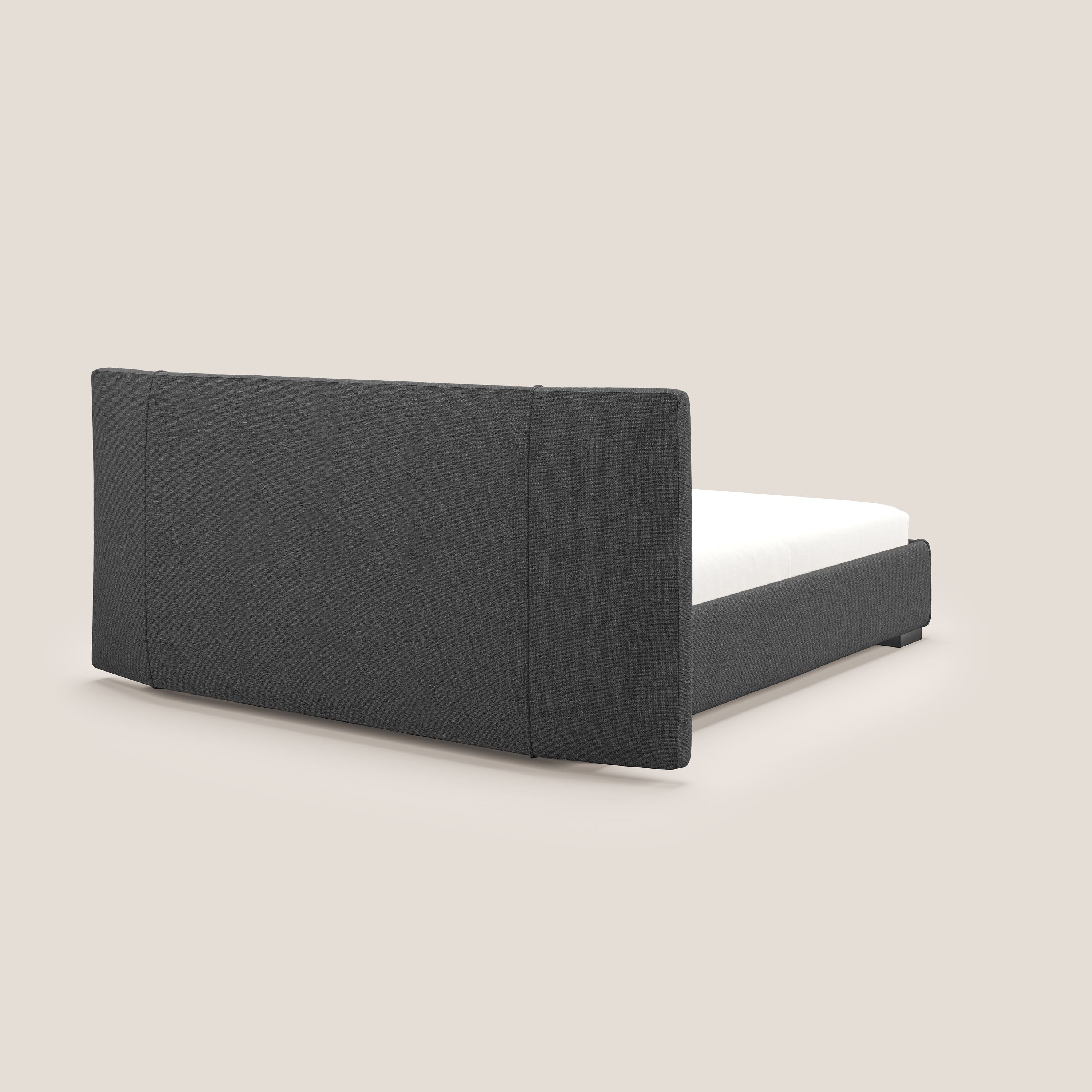 Omero lit avec coffre rembourré déhoussable en tissu flammé imperméable T14 anthracite - Image 6